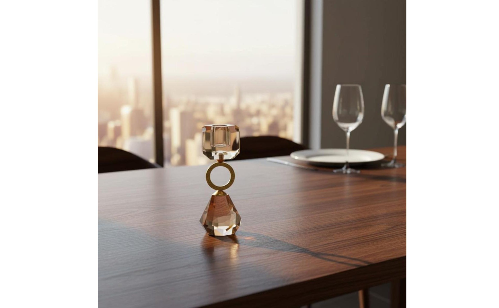 Crystal Candle Holder Atmosphere Enhancing Champagne Crystal Candlestick