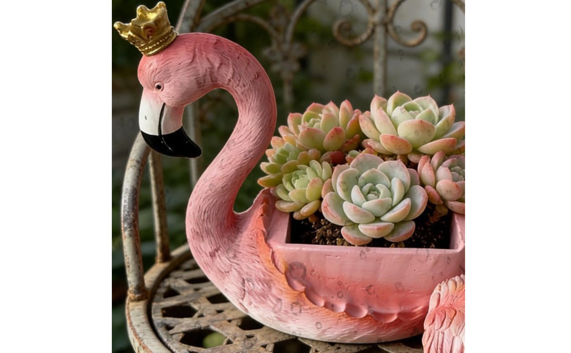 Flamingo Storage Box Multi-Functional Crowned Flamingo Jewelry Holder for Garden