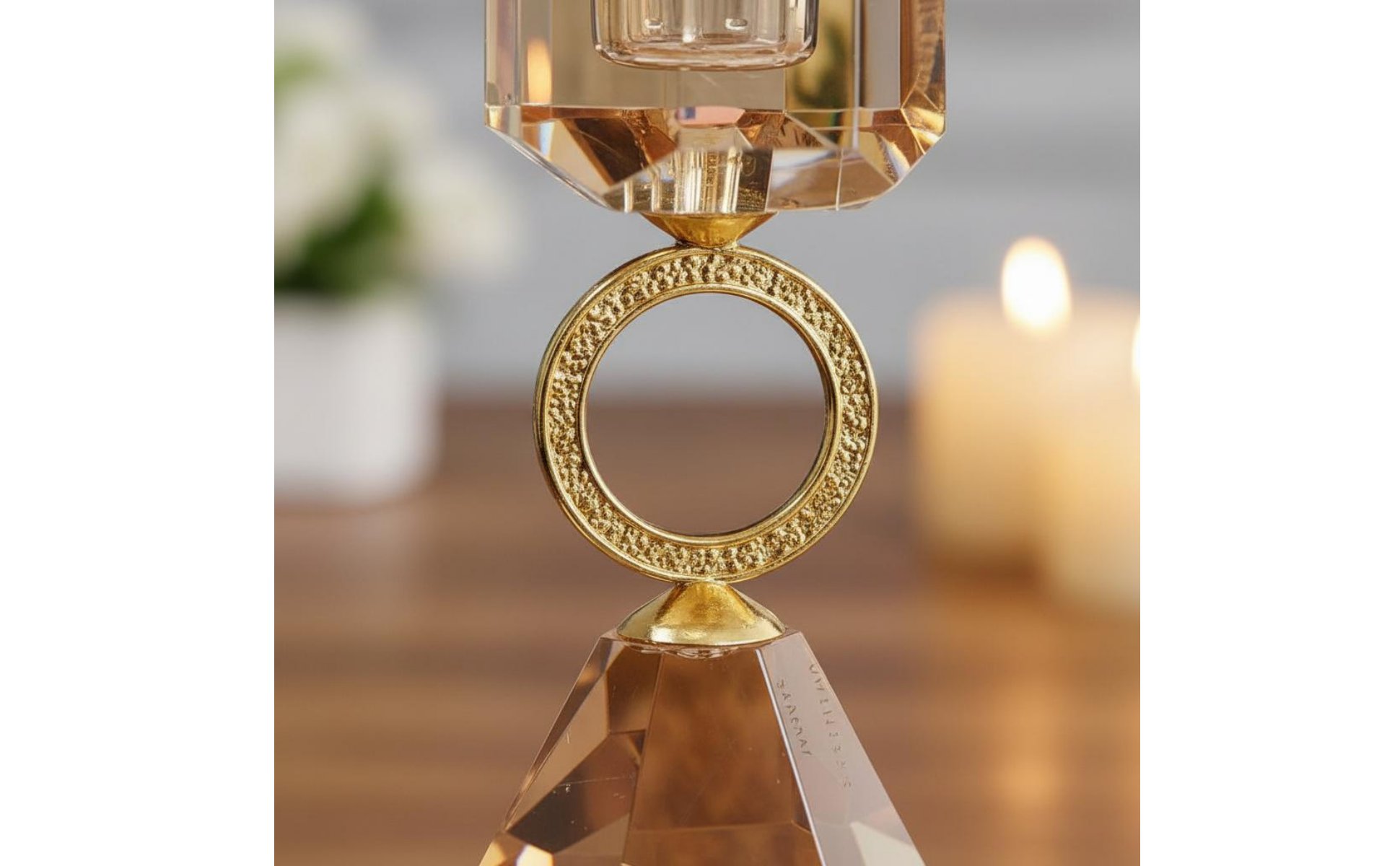 Crystal Candle Holder Atmosphere Enhancing Champagne Crystal Candlestick