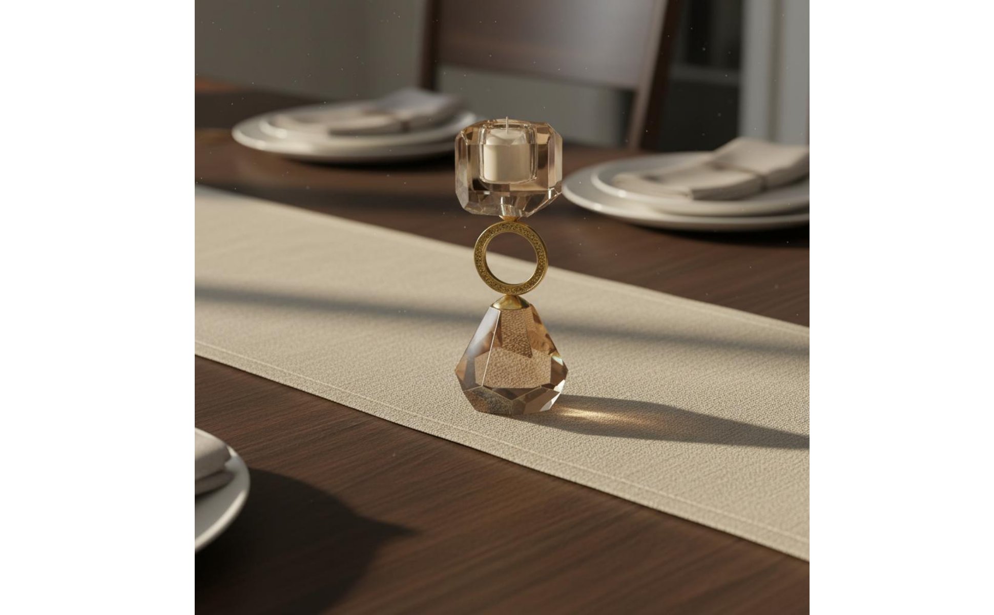 Crystal Candle Holder Atmosphere Enhancing Champagne Crystal Candlestick