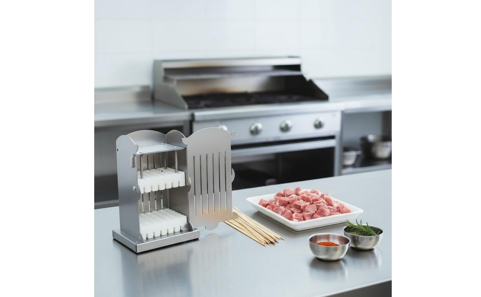 Quick Kebab Making Tool Fast Skewering Stainless Steel Skewer Box Easy to Clean