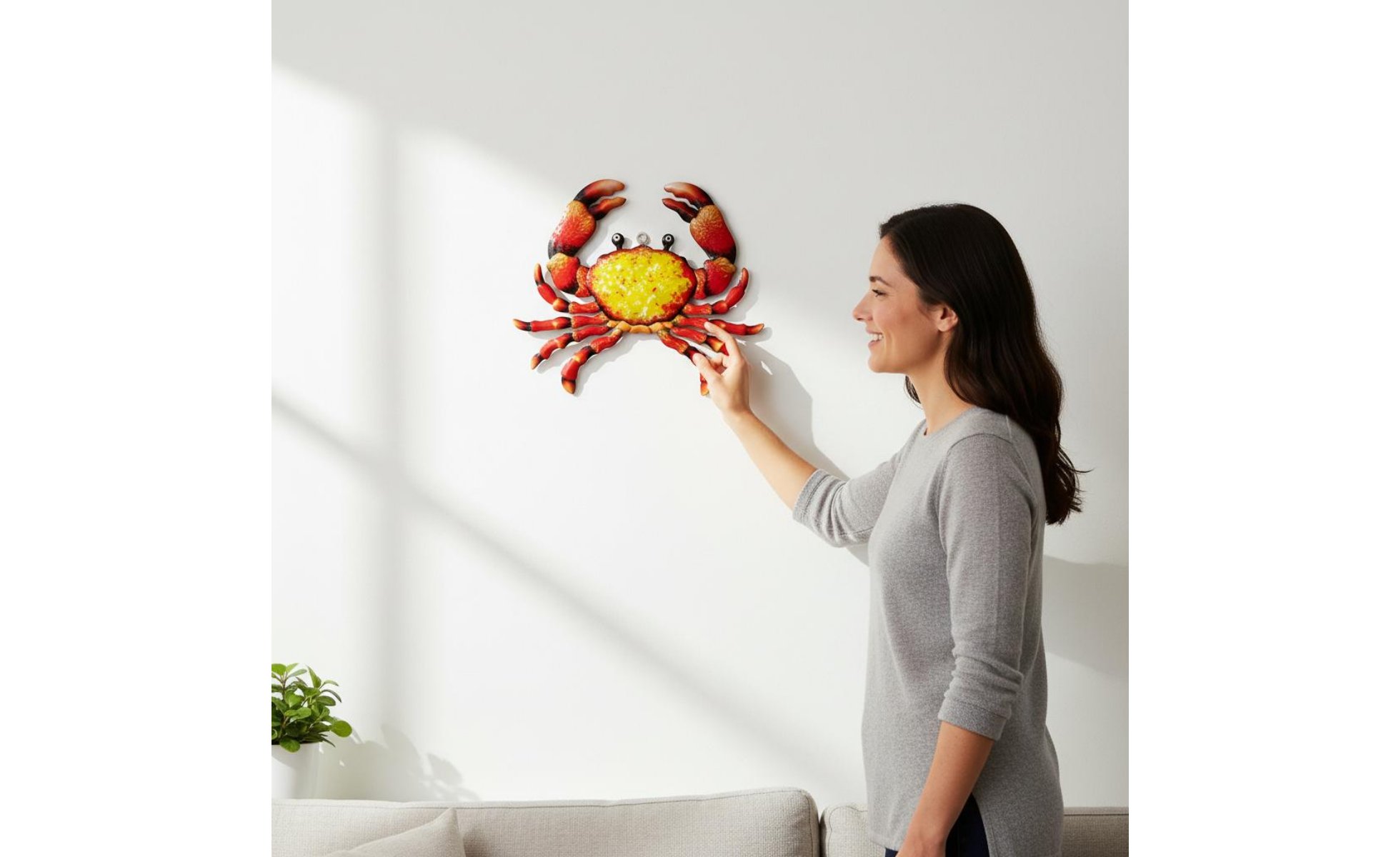 Metal Crab Wall Art Seafood Design Crab Wall Hanging Easy to Hang for Bathroom