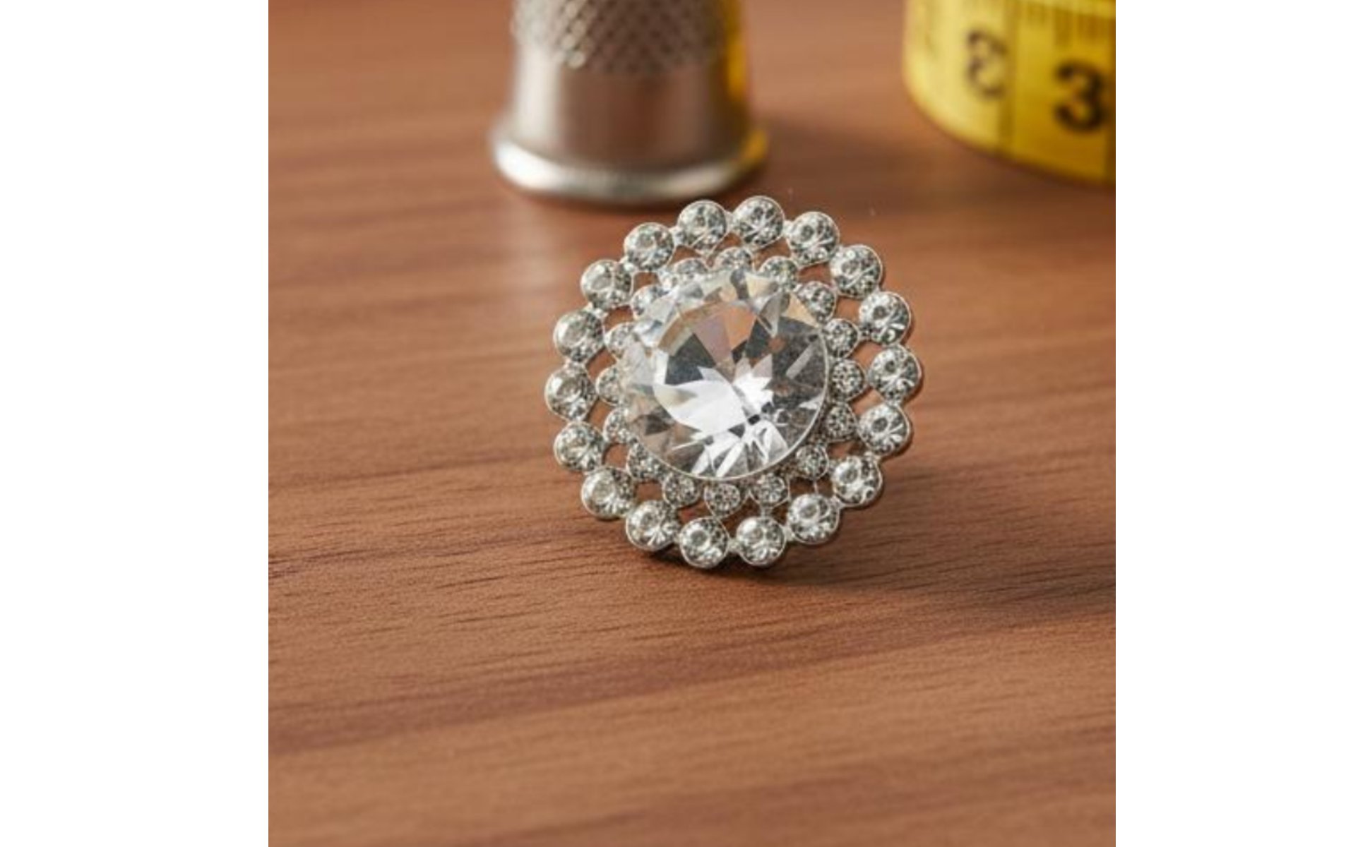 Bouton En Cristal et Métal Finition Brillante pour Bricolage, Couturiers