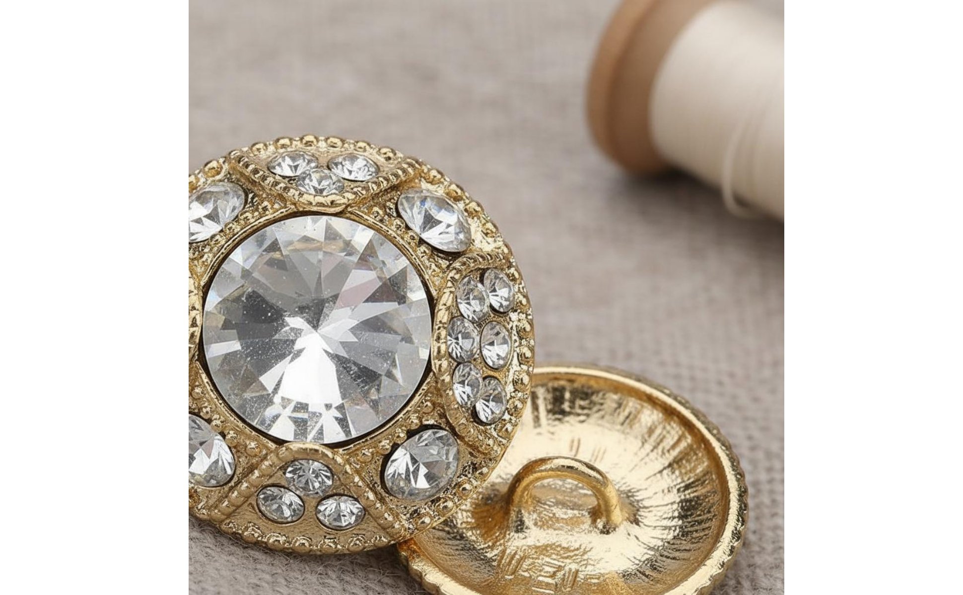 Bouton En Cristal et Métal Finition Brillante pour Bricolage, Couturiers
