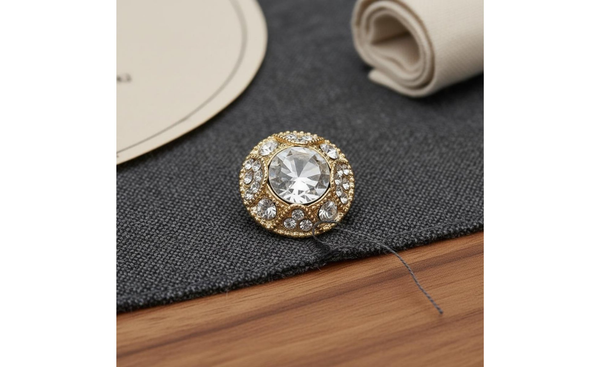 Bouton En Cristal et Métal Finition Brillante pour Bricolage, Couturiers
