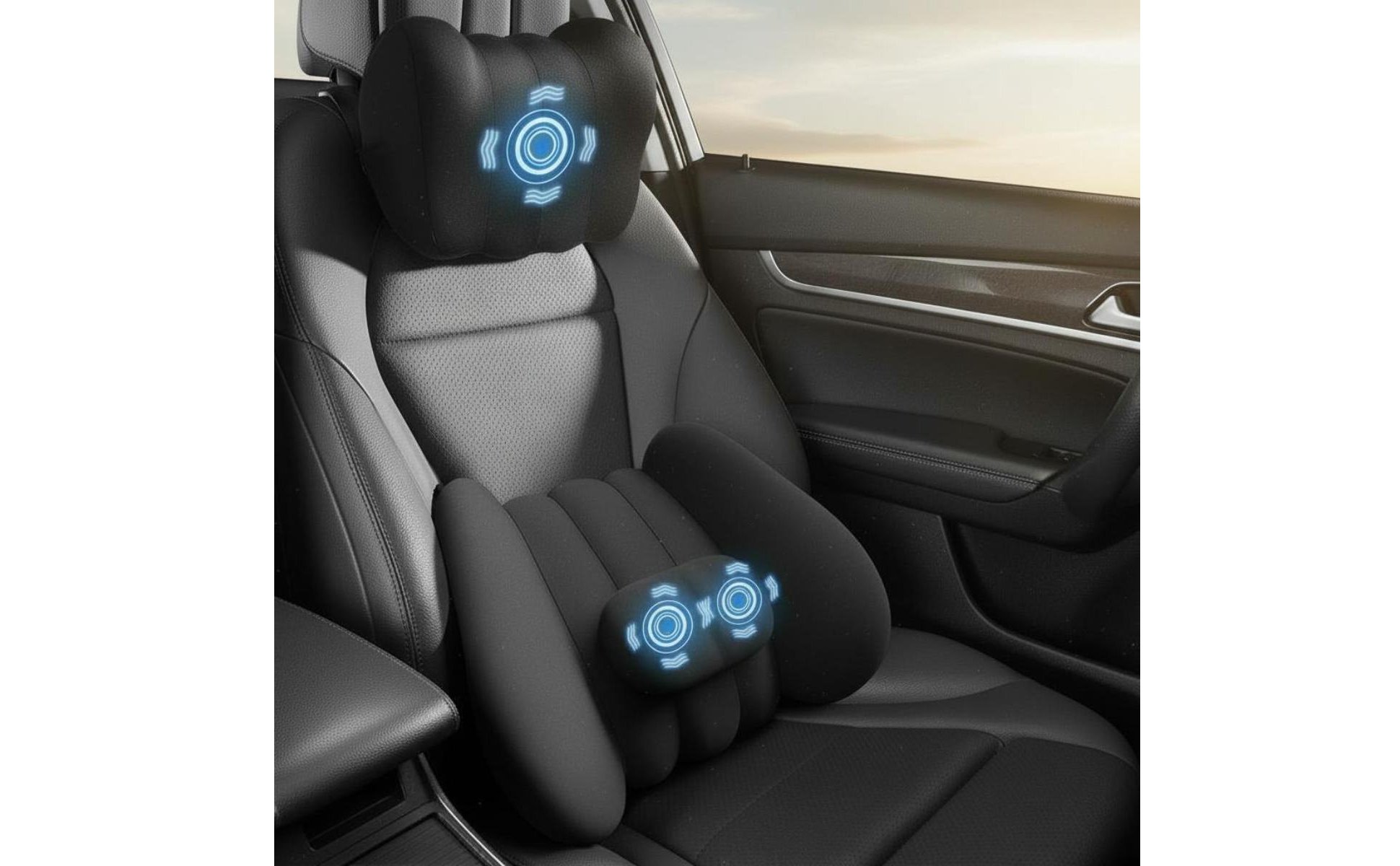 2 Pièces Coussin de Siège de Voiture Massant Intensité Réglable pour Conducteurs