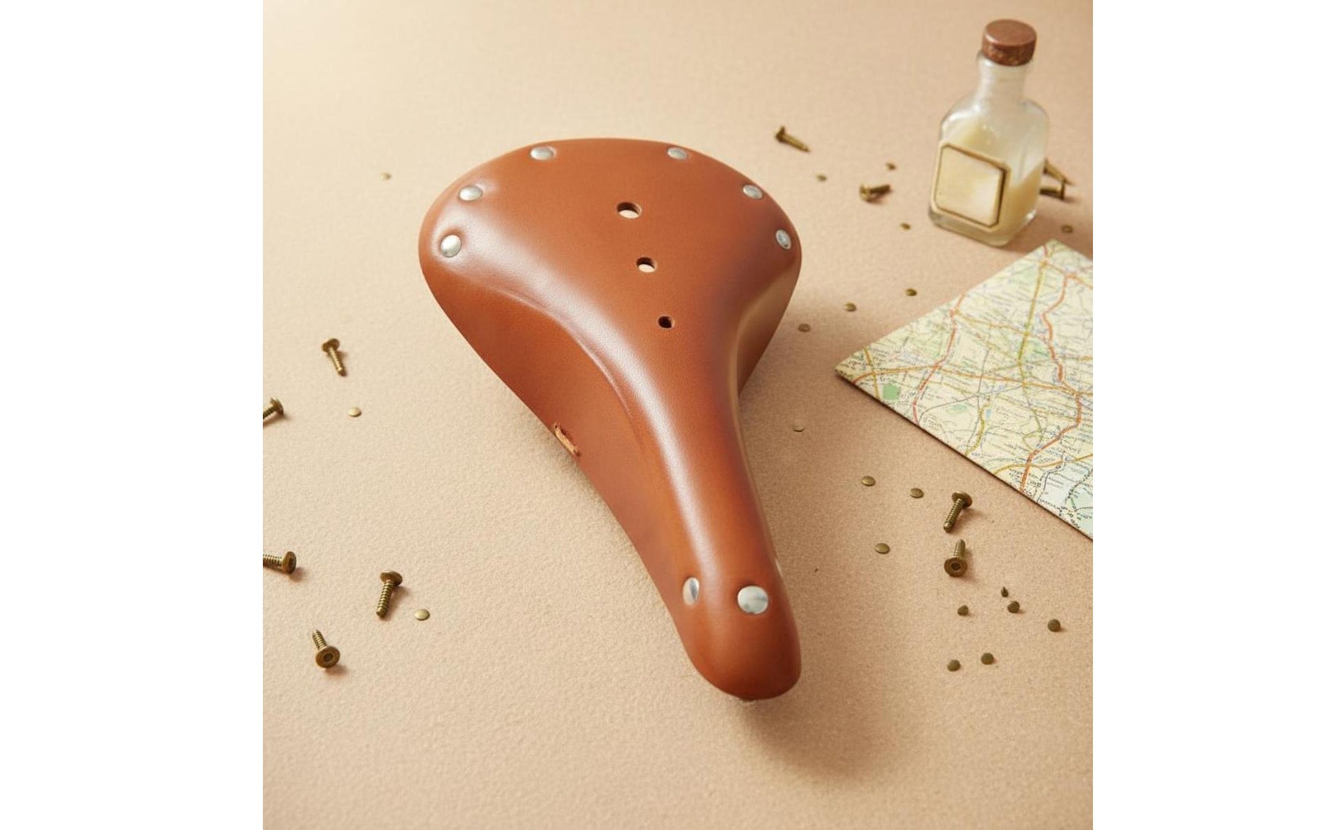 Selle Cuir Rivets Long-Lasting Selle Vélo Cuir pour Cyclistes