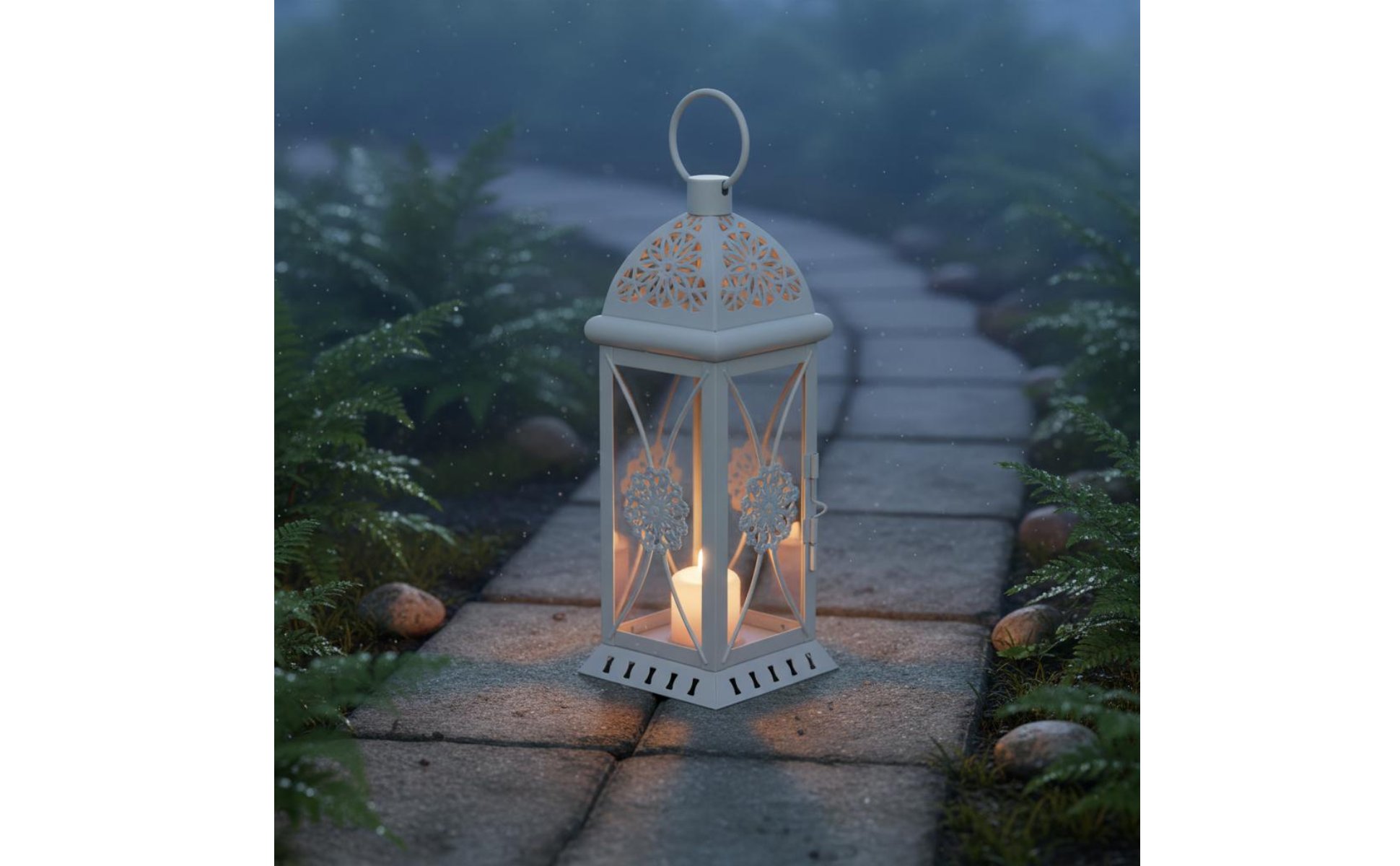 3 Pieces Hollow Top Candle Lantern Iron and Glass Construction for Party, Patio