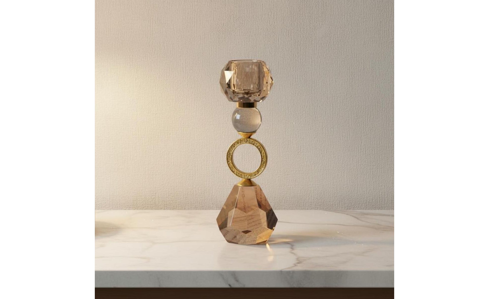 Crystal Candle Holder Atmosphere Enhancing Champagne Crystal Candlestick