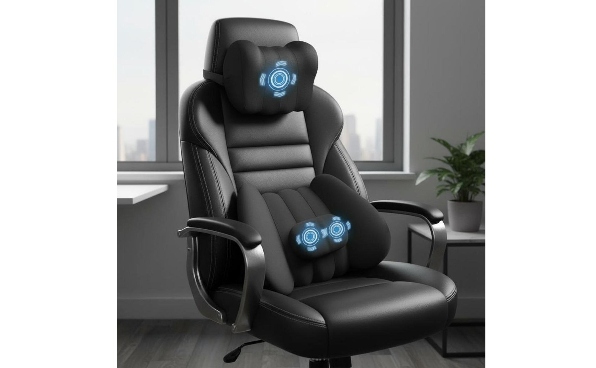 2 Pièces Coussin de Siège de Voiture Massant Intensité Réglable pour Conducteurs