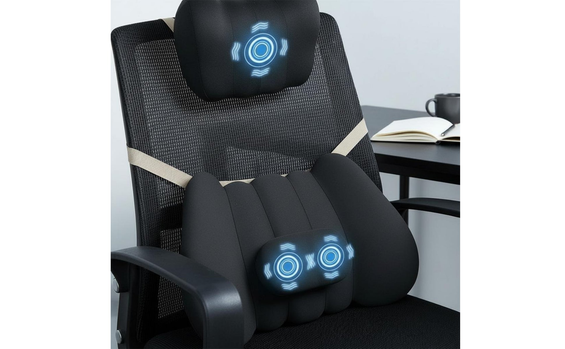2 Pièces Coussin de Siège de Voiture Massant Intensité Réglable pour Conducteurs