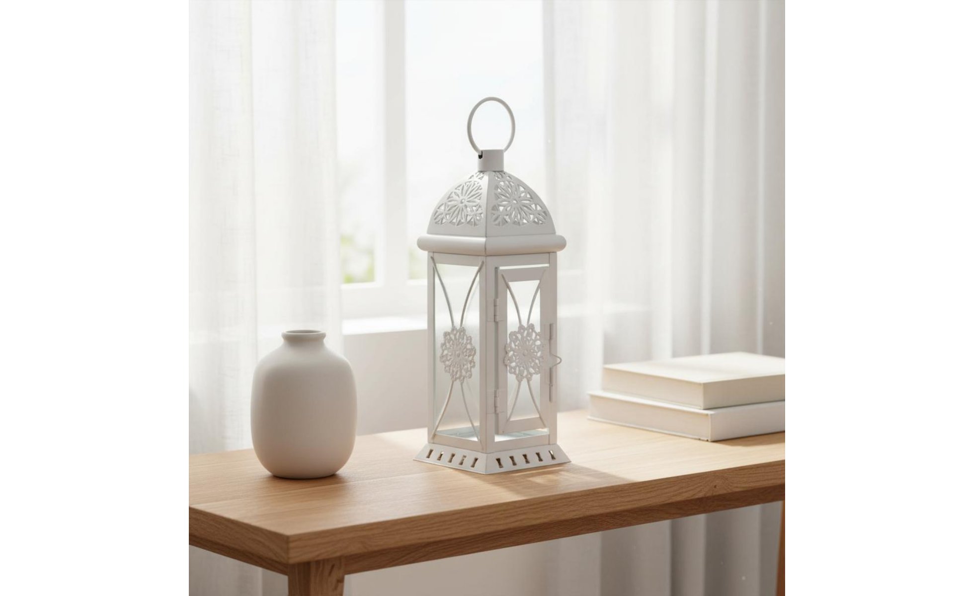 3 Pieces Hollow Top Candle Lantern Iron and Glass Construction for Party, Patio