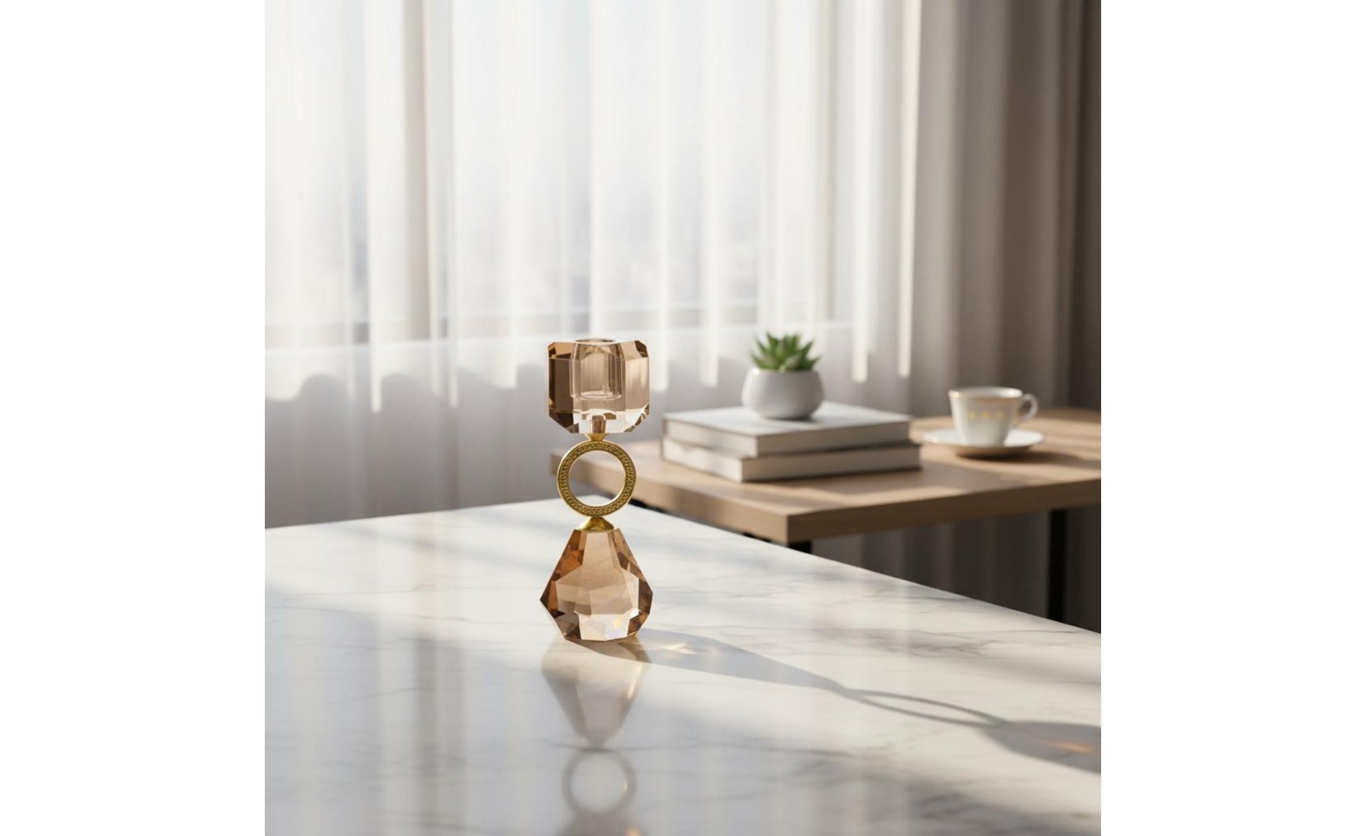 Crystal Candle Holder Atmosphere Enhancing Champagne Crystal Candlestick