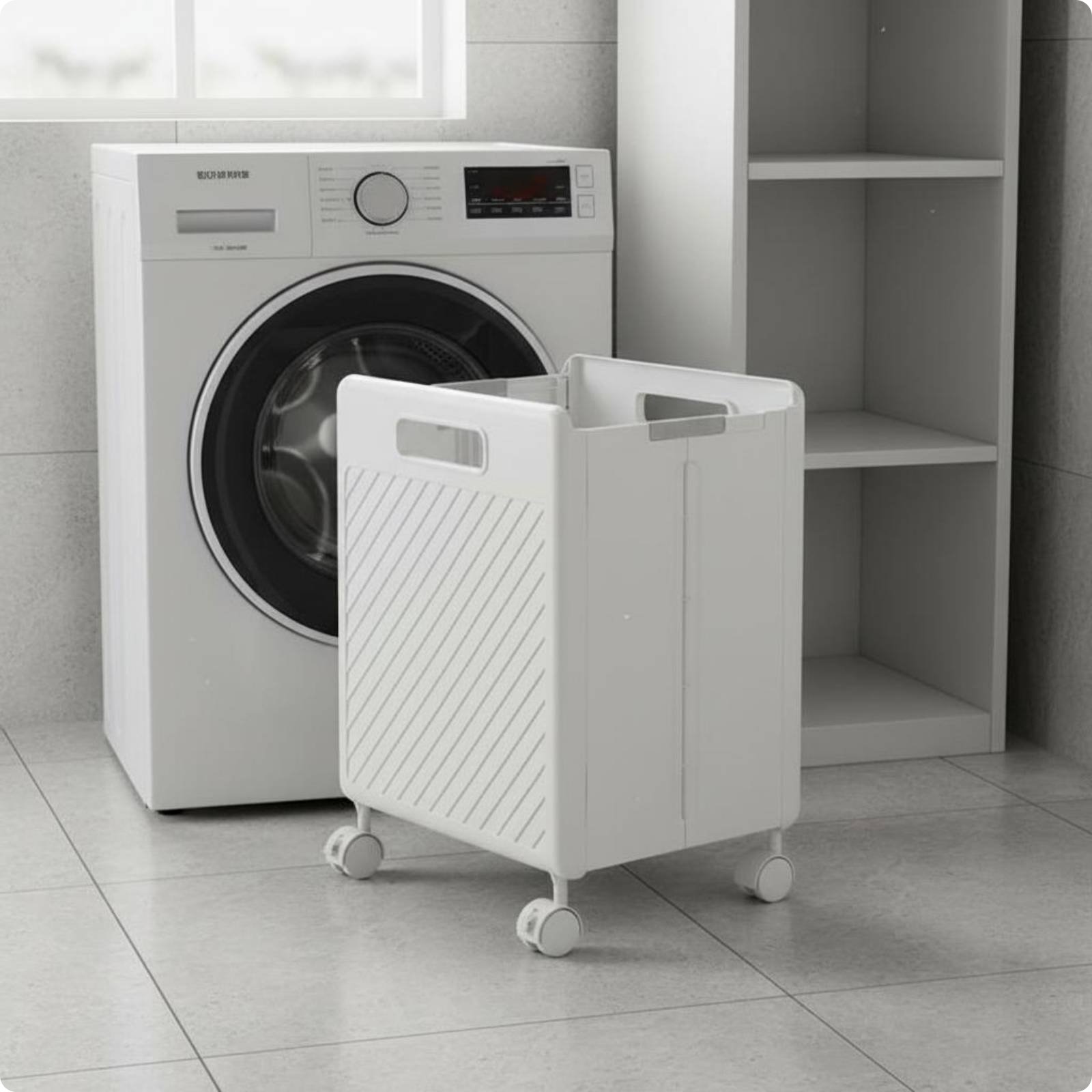 Wäschekorb mit Rollen robust und langlebig für Waschküche