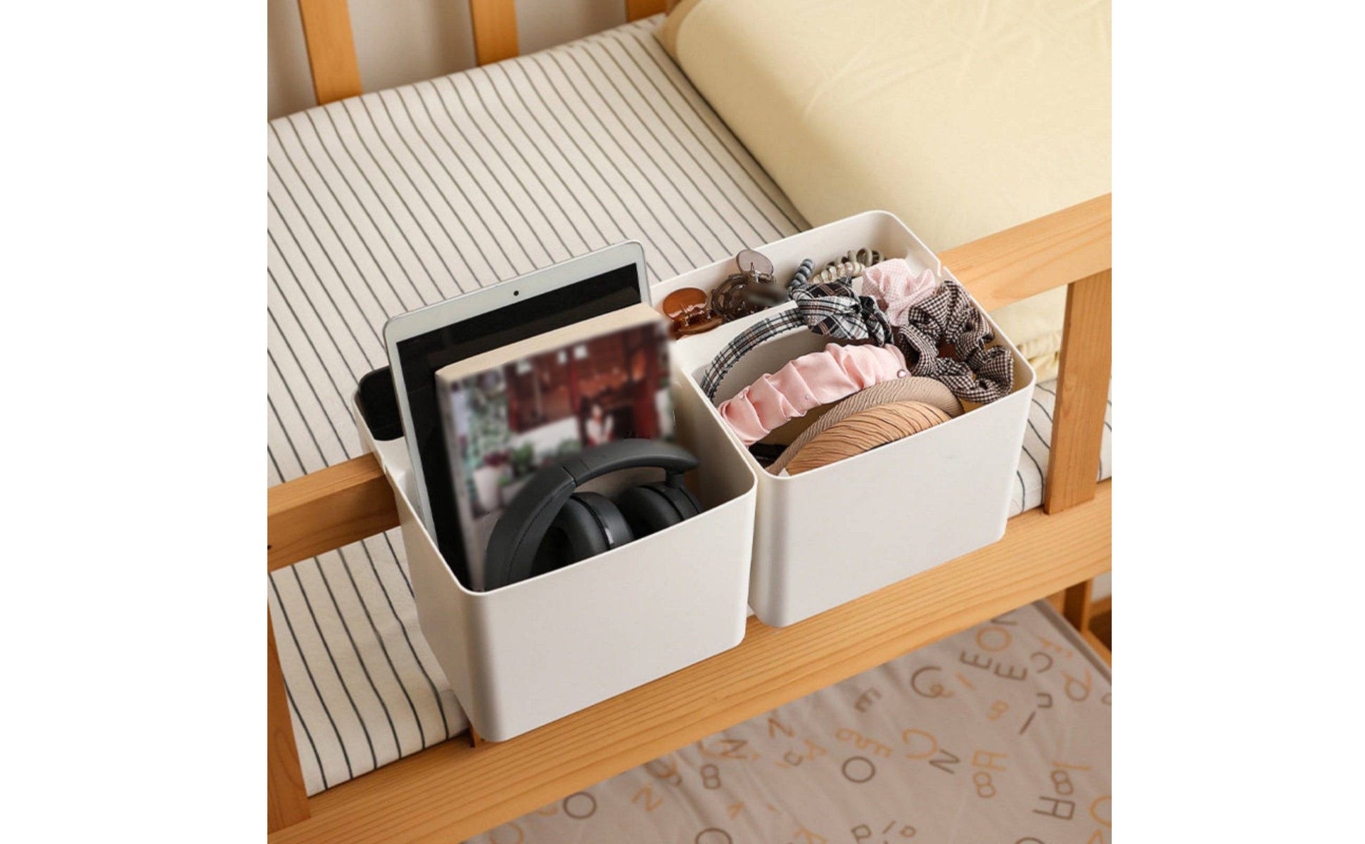 Bunk Bed Storage Organizer No Installation Dorm Room Bedside Shelf