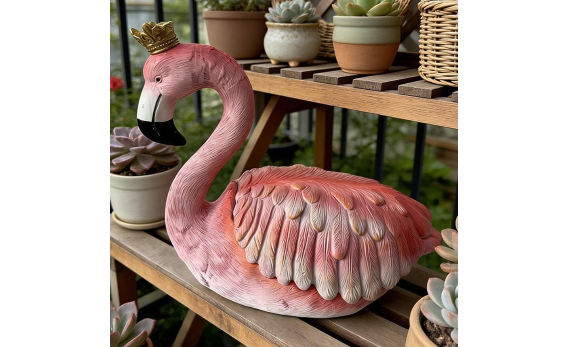 Flamingo Storage Box Multi-Functional Crowned Flamingo Jewelry Holder for Garden