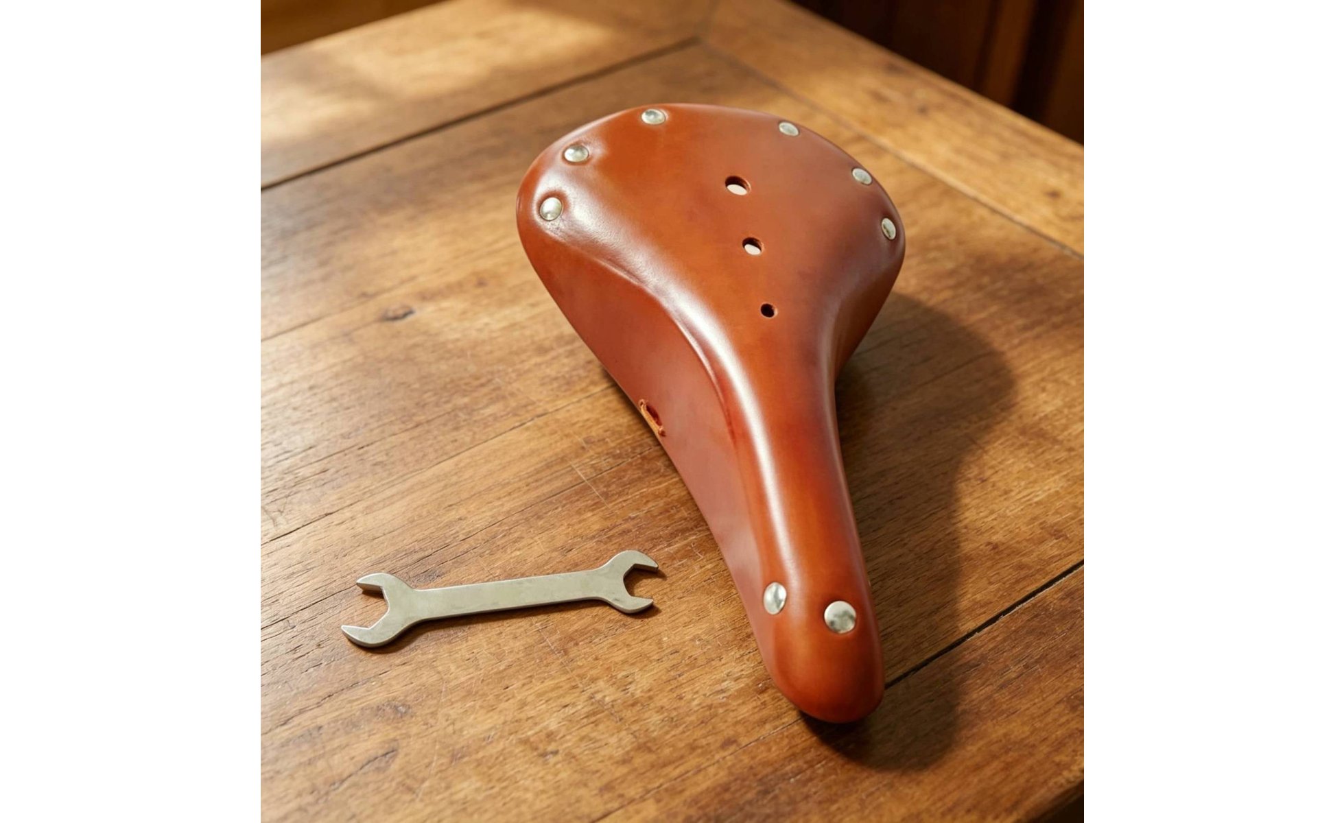 Selle Cuir Rivets Long-Lasting Selle Vélo Cuir pour Cyclistes