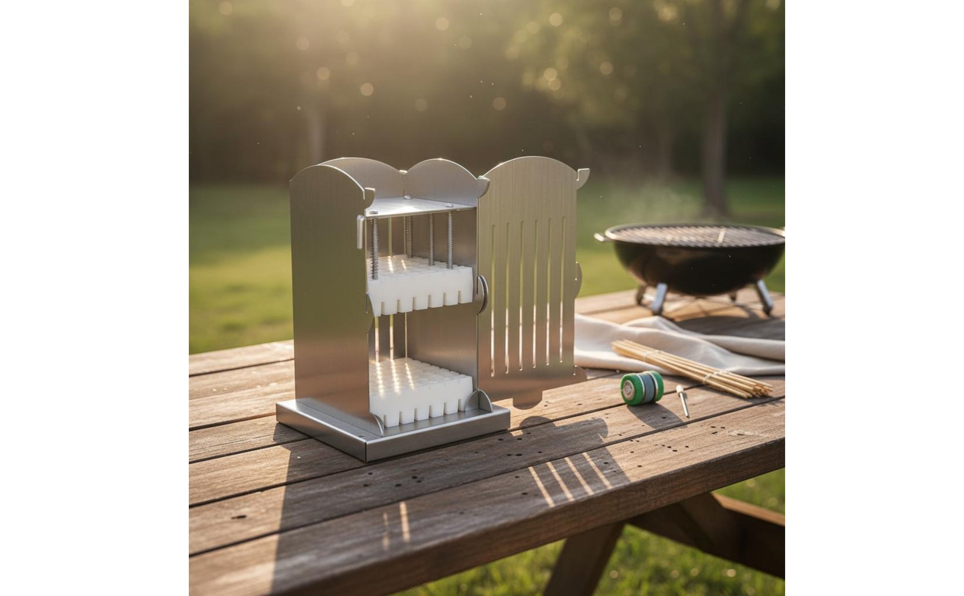 Quick Kebab Making Tool Fast Skewering Stainless Steel Skewer Box Easy to Clean