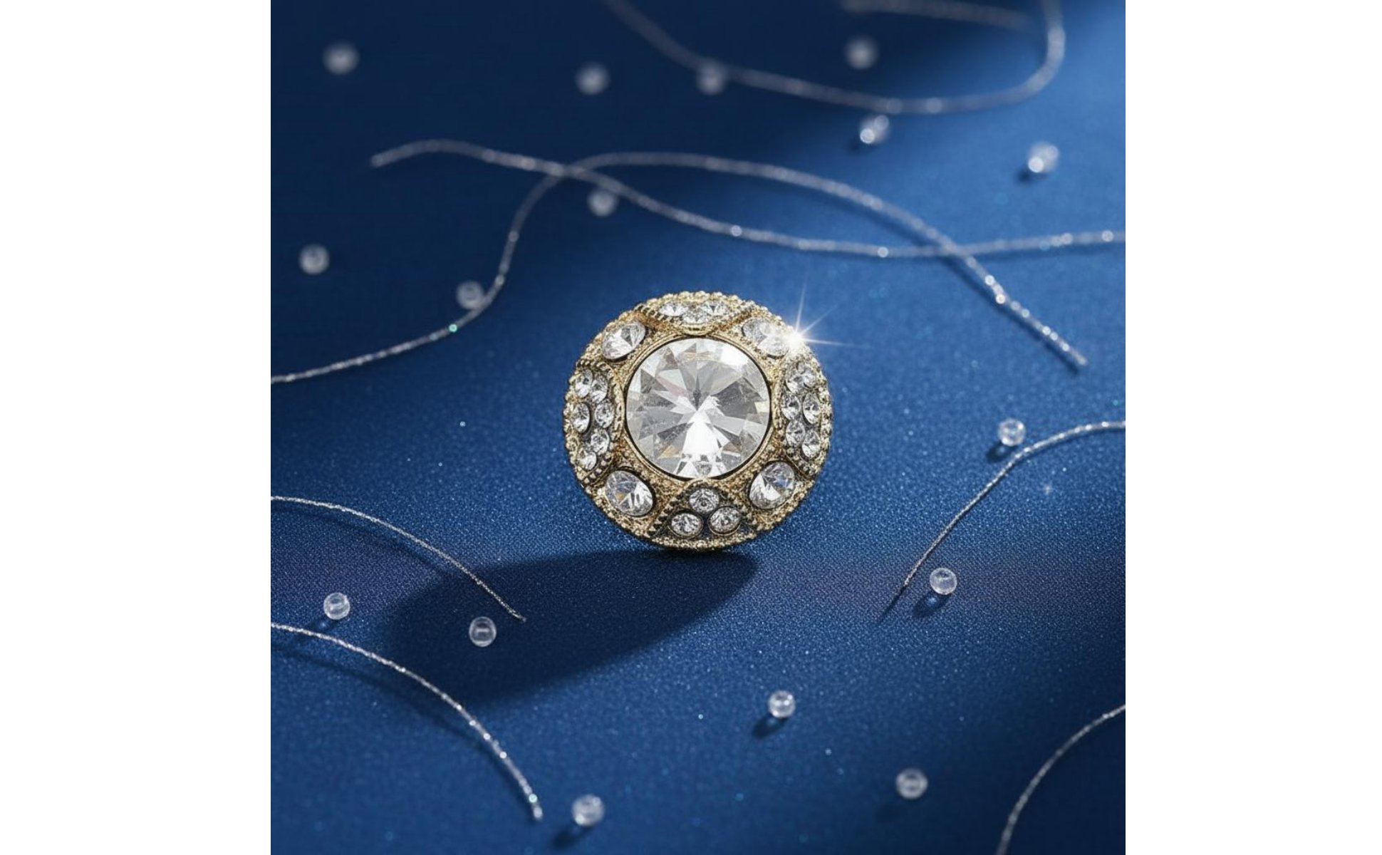 Bouton En Cristal et Métal Finition Brillante pour Bricolage, Couturiers