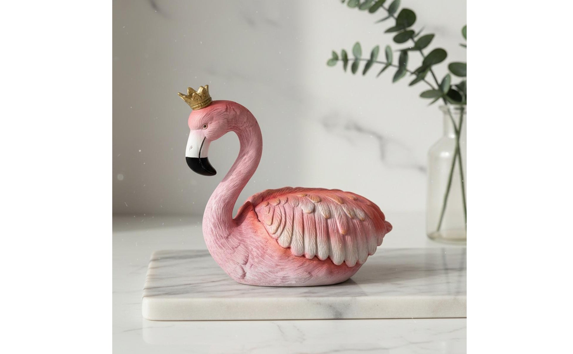 Flamingo Storage Box Multi-Functional Crowned Flamingo Jewelry Holder for Garden