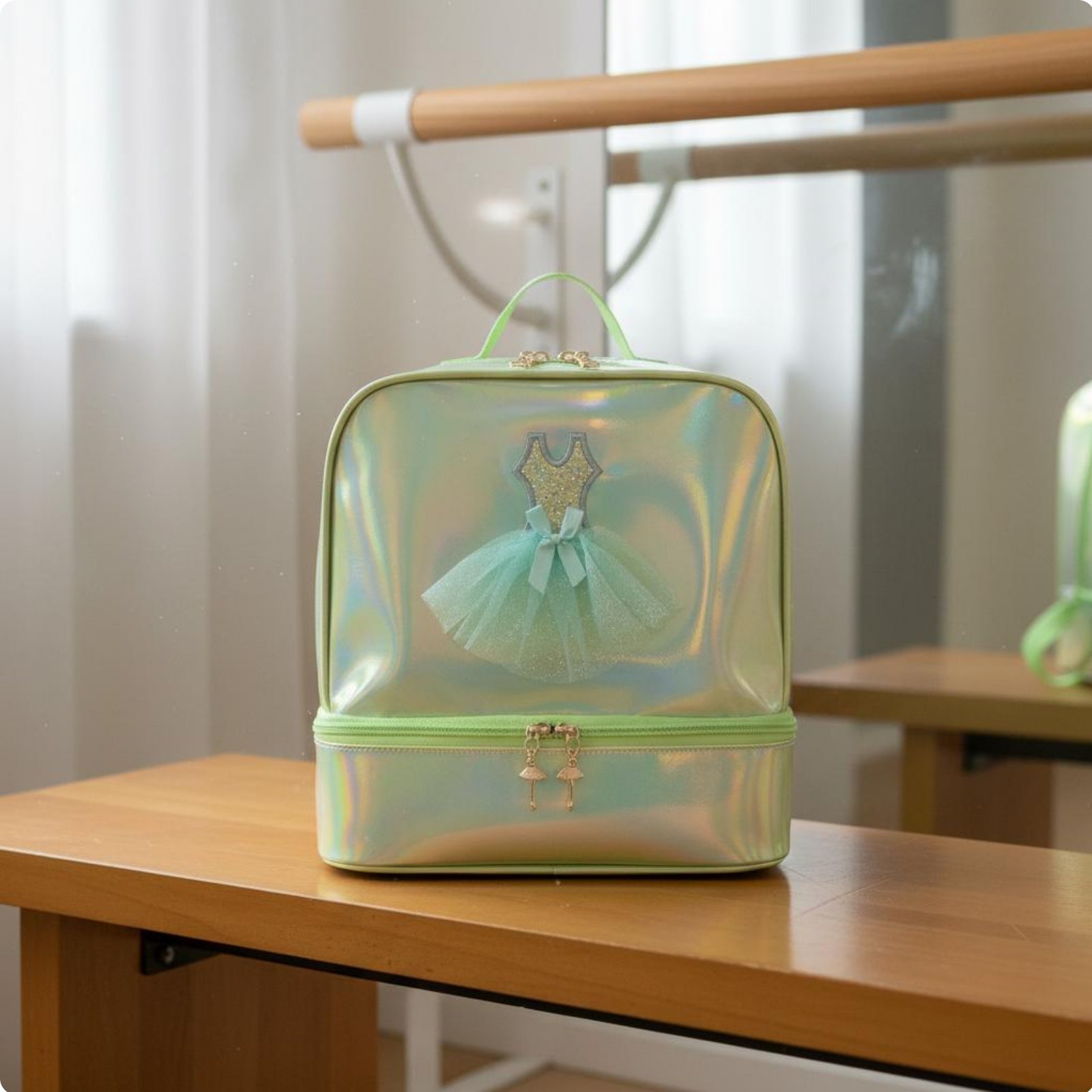 Holographic Backpack Cute Design Girls Ballet Bag Water for School