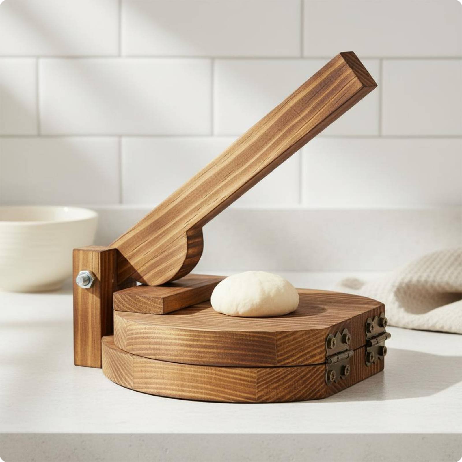 Hardwood Wood Dumpling Skin Press Easy to Clean Wooden Dumpling Wrapper Press