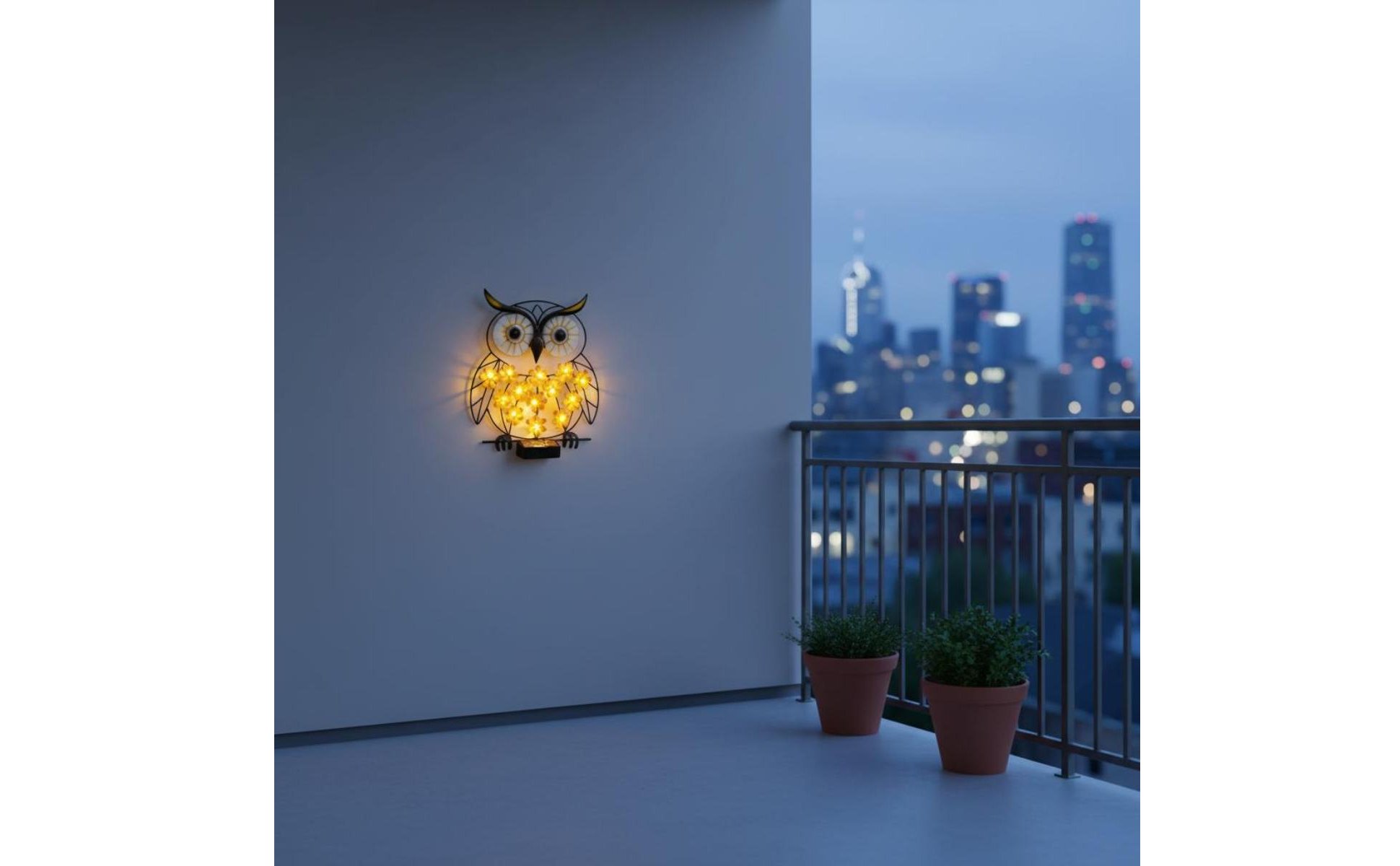Metal Owl Yard Light Easy Installation LED Owl Garden Lamp Auto On/deactivate