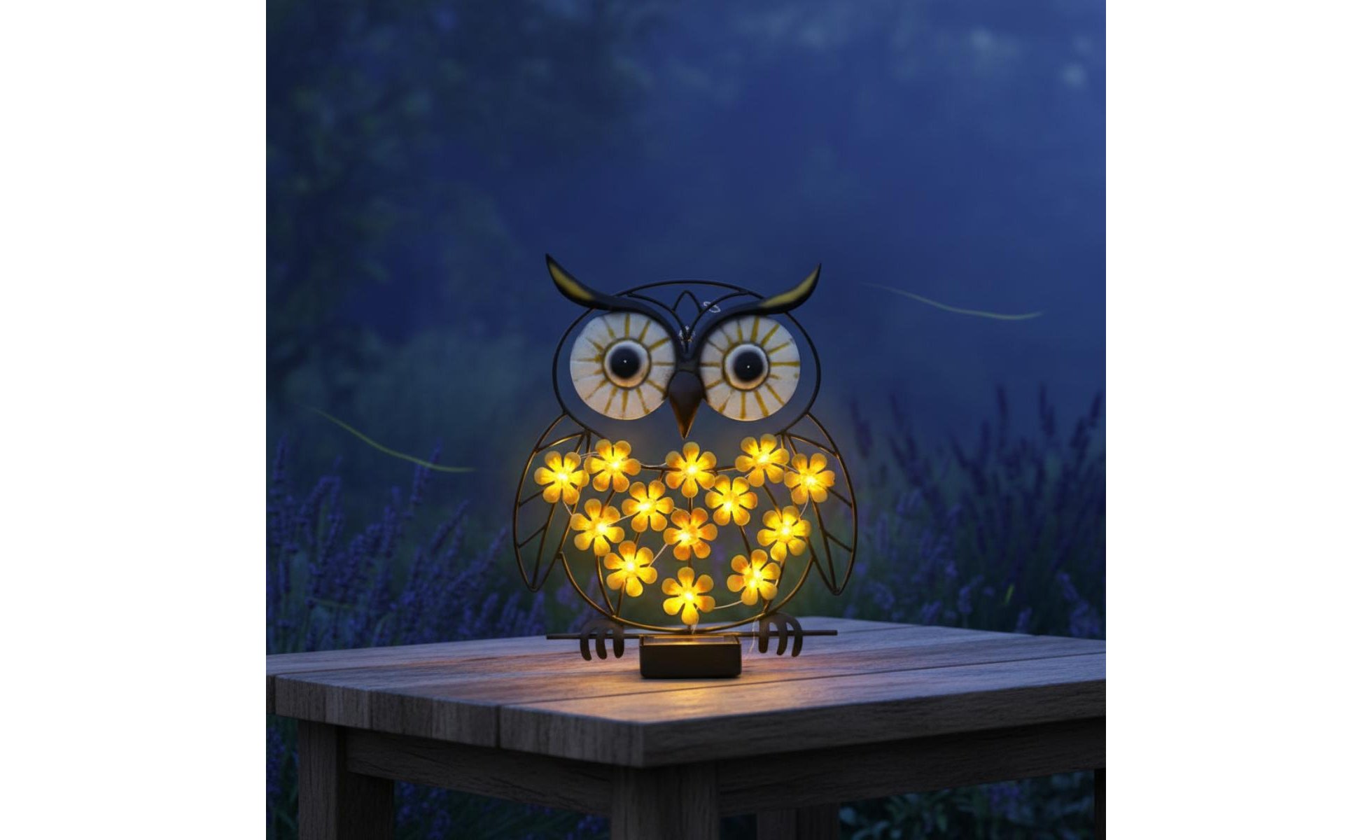 Metal Owl Yard Light Easy Installation LED Owl Garden Lamp Auto On/deactivate