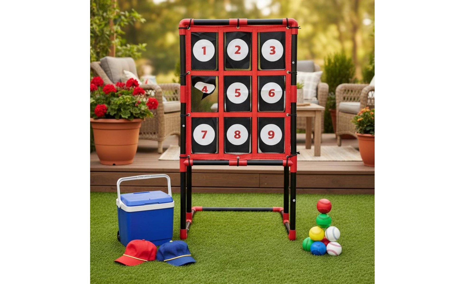 9 Pocket Pitcher Training Equipment Portable 9 Hole Pitching Net for Park, Gym