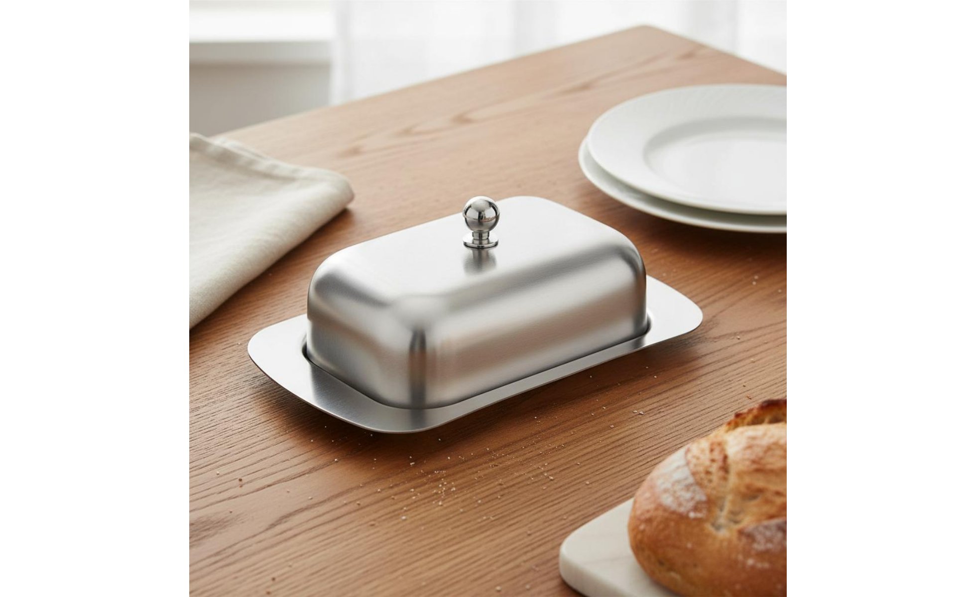 Stainless Steel Butter Dish Rust-Resistant Butter Container with Lid for Kitchen