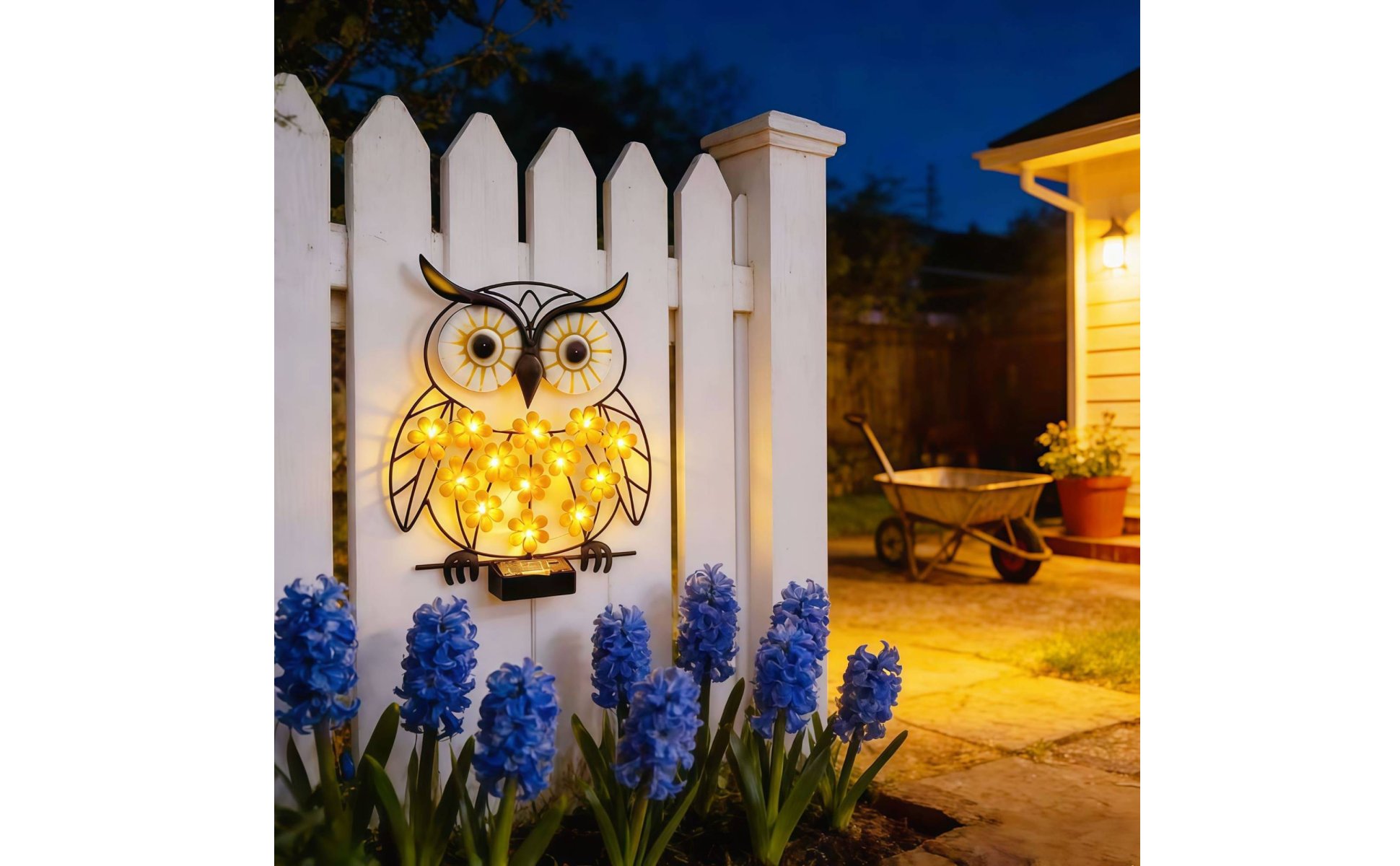 Metal Owl Yard Light Easy Installation LED Owl Garden Lamp Auto On/deactivate