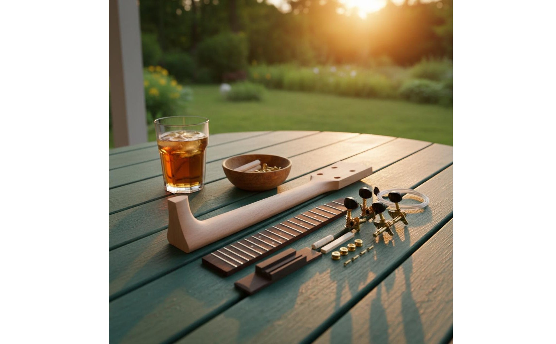 DIY Ukulele Neck Kit Pre-Drilled Tobacco Box Ukulele Parts for Hobbyists, Kids