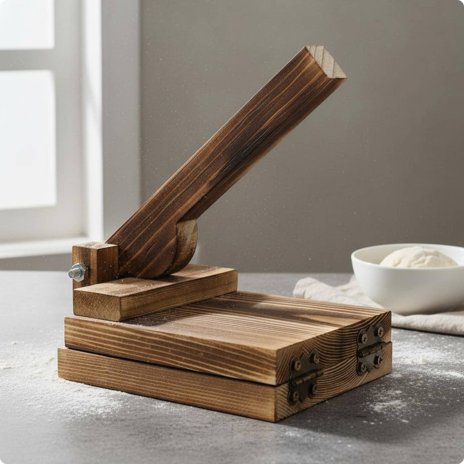 Hardwood Wood Dumpling Skin Press Non-Stick Surface Manual Pastry Presser