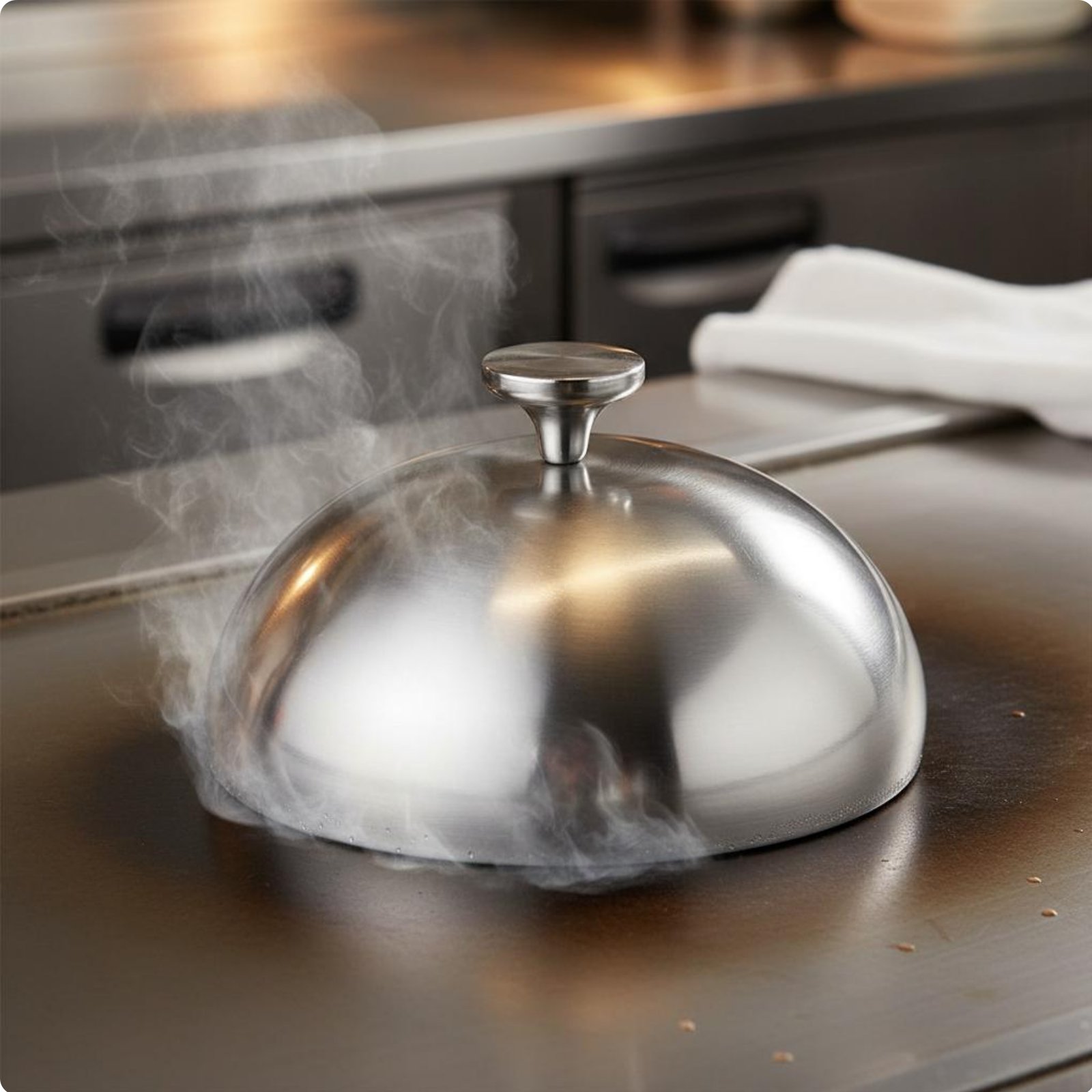 Teppanyaki Plate Cover Heat-Insulating Handle Restaurant Cloche for Caterers