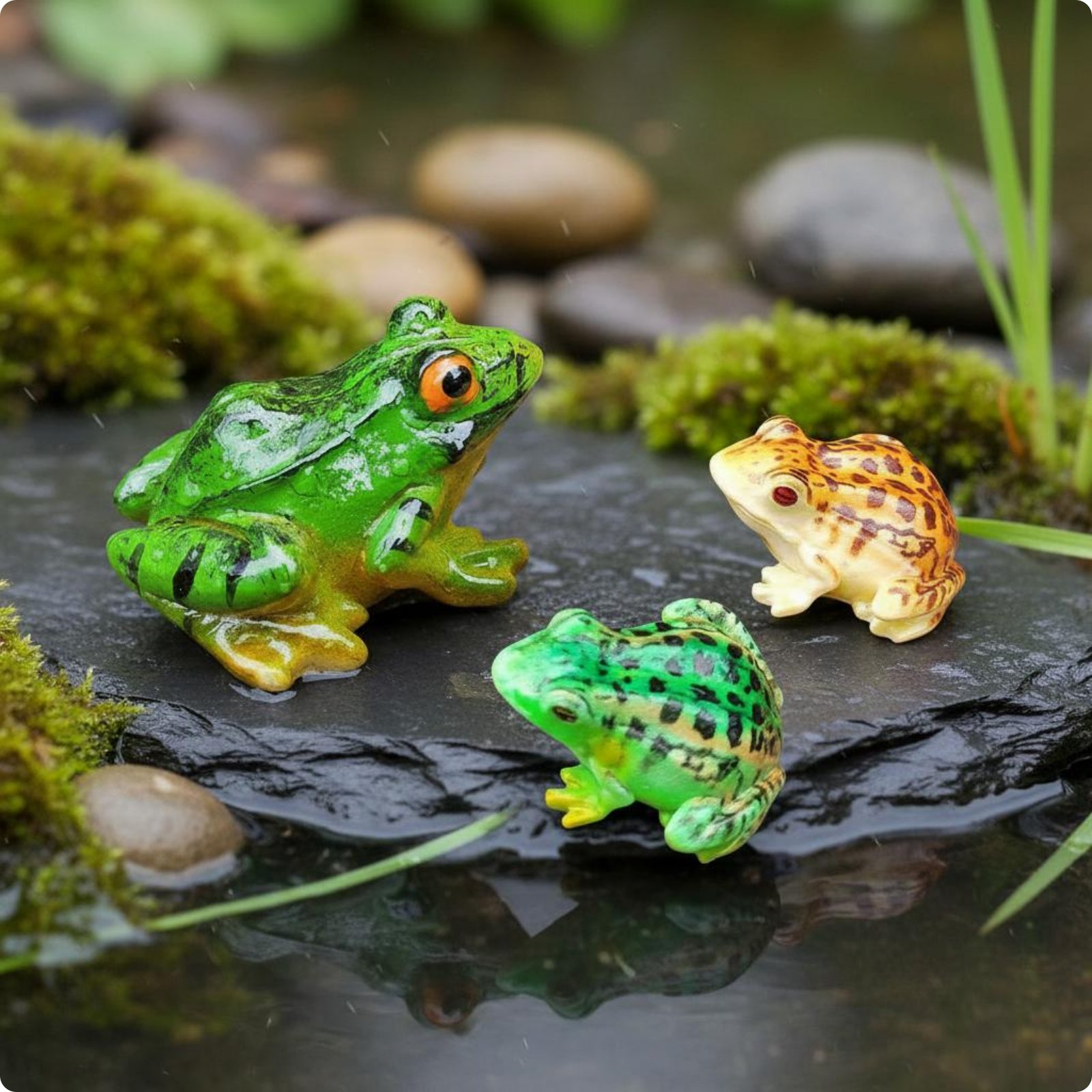 Kleine Froschstatue realistisches Design Gartenfrosch Figur für Aquarium,