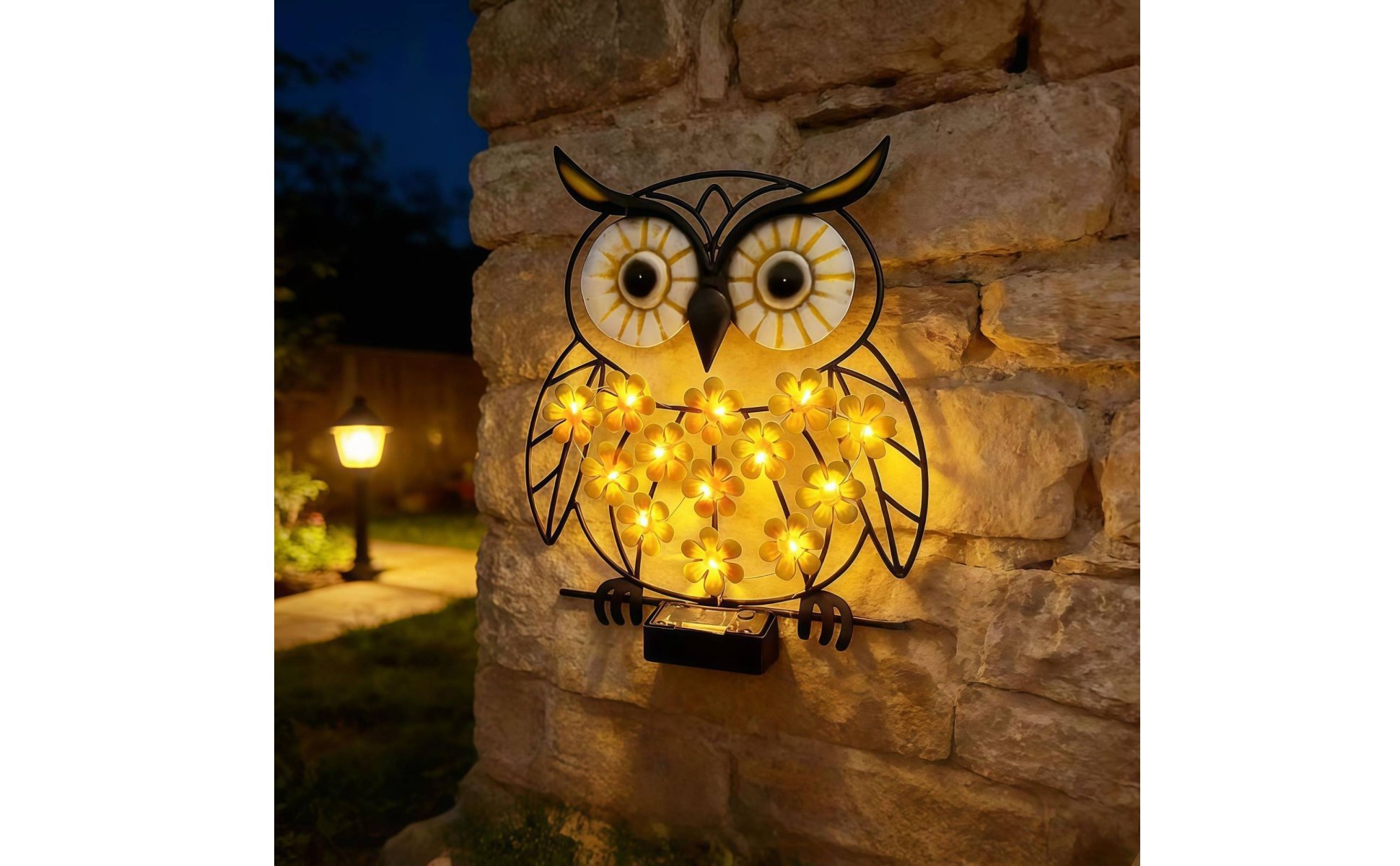 Metal Owl Yard Light Easy Installation LED Owl Garden Lamp Auto On/deactivate