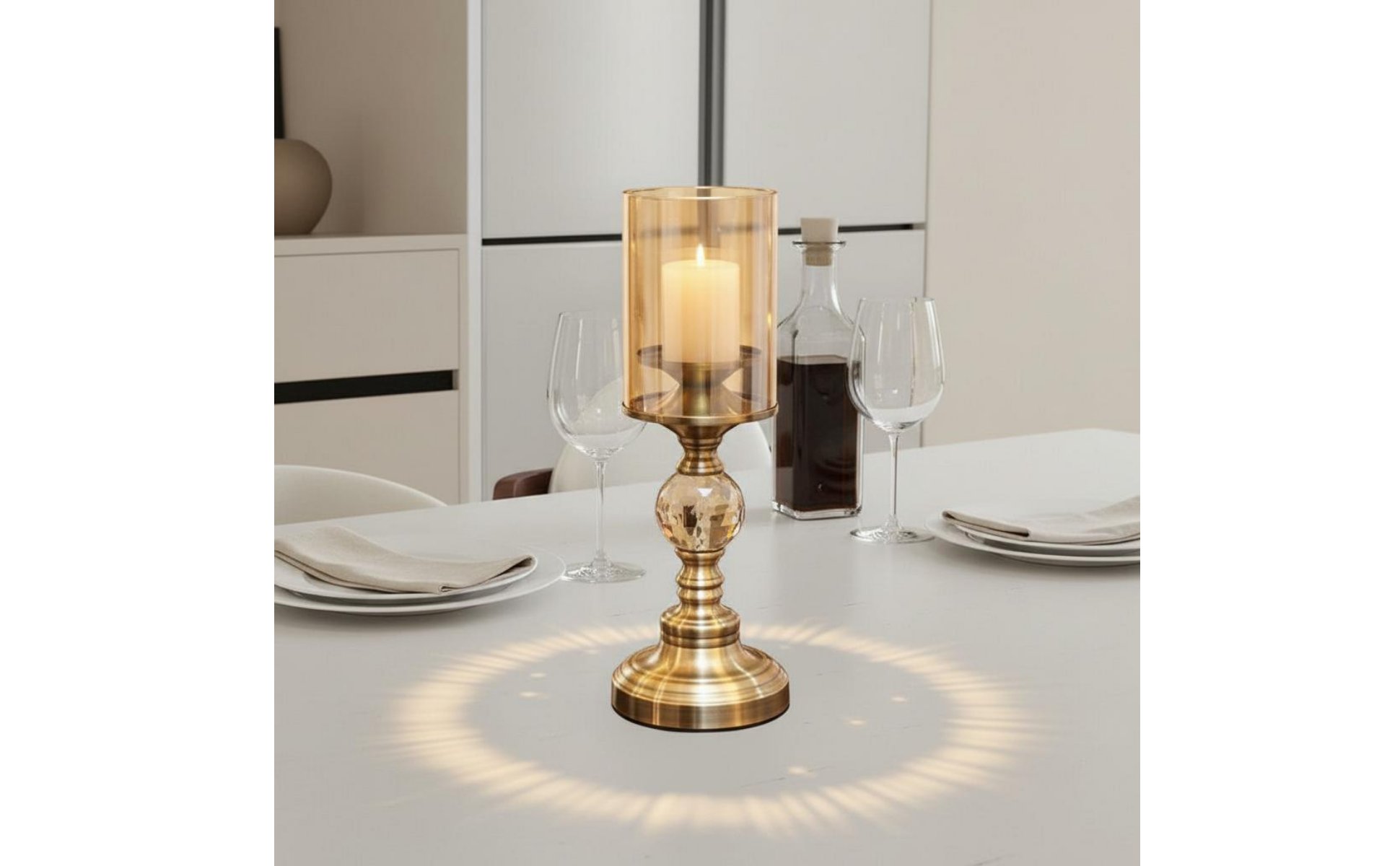 Crystal Storm Candle Holder Light Luxury Vintage Pedestal Candlestick