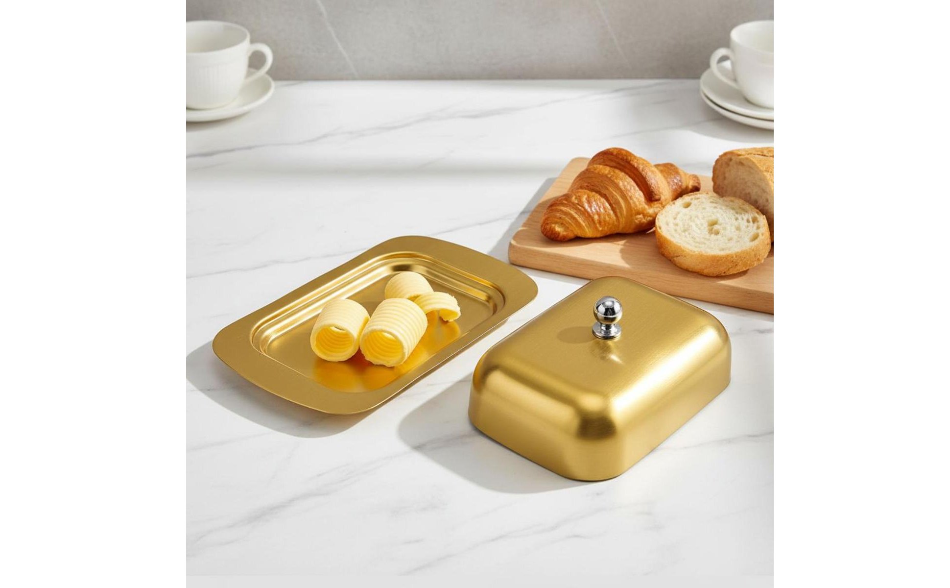 Stainless Steel Butter Dish Rust-Resistant Butter Container with Lid for Kitchen