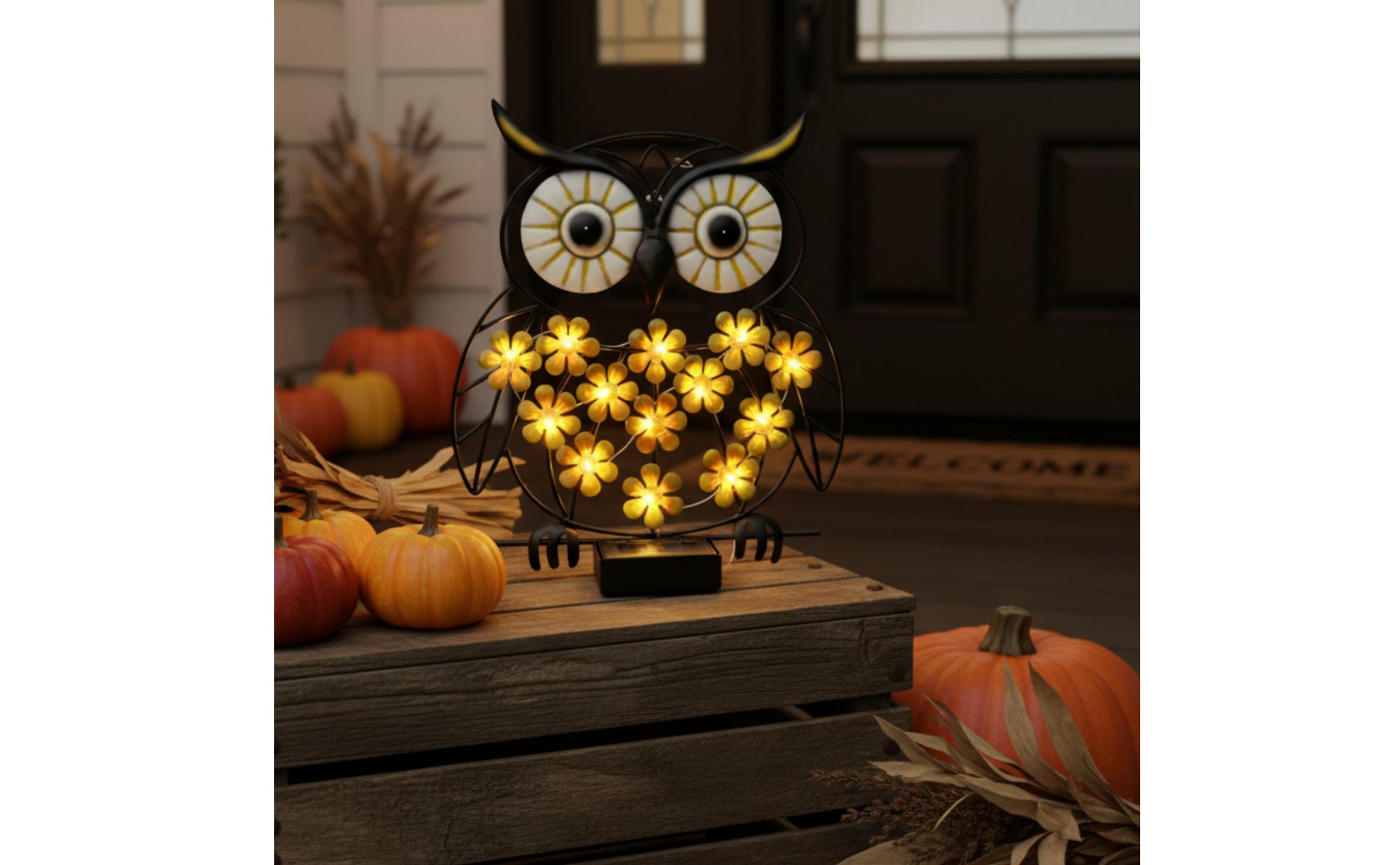 Metal Owl Yard Light Easy Installation LED Owl Garden Lamp Auto On/deactivate