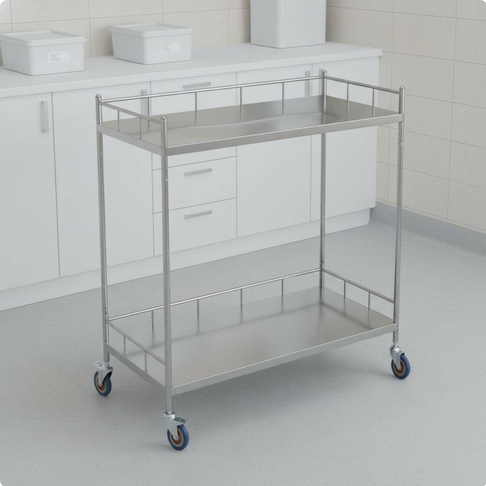 Hospital Treatment Trolley Locking Wheels Professional Apparatus Noiseless