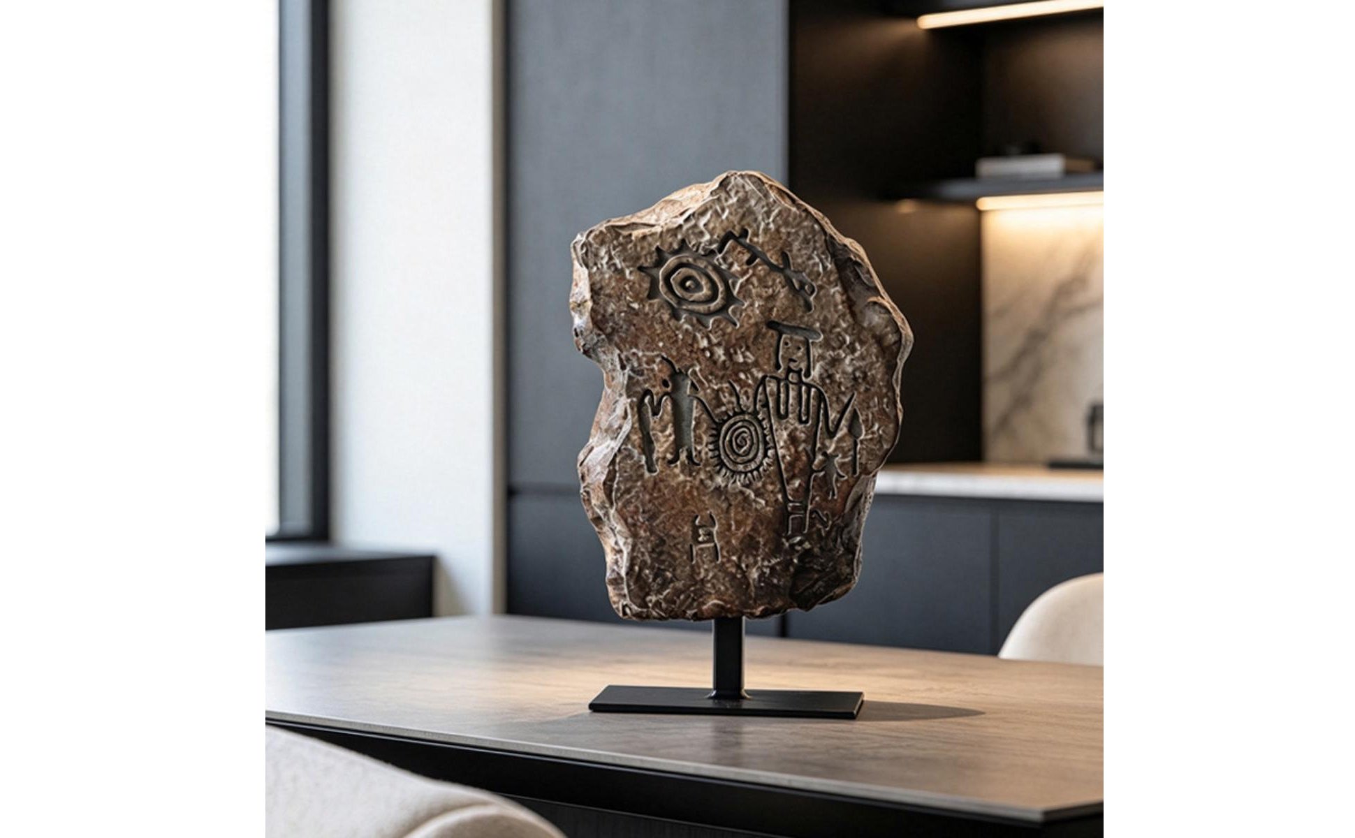 Primitive Rock Art Sculpture Wabi-Sabi Aesthetic Tribal Art Tabletop Ornament