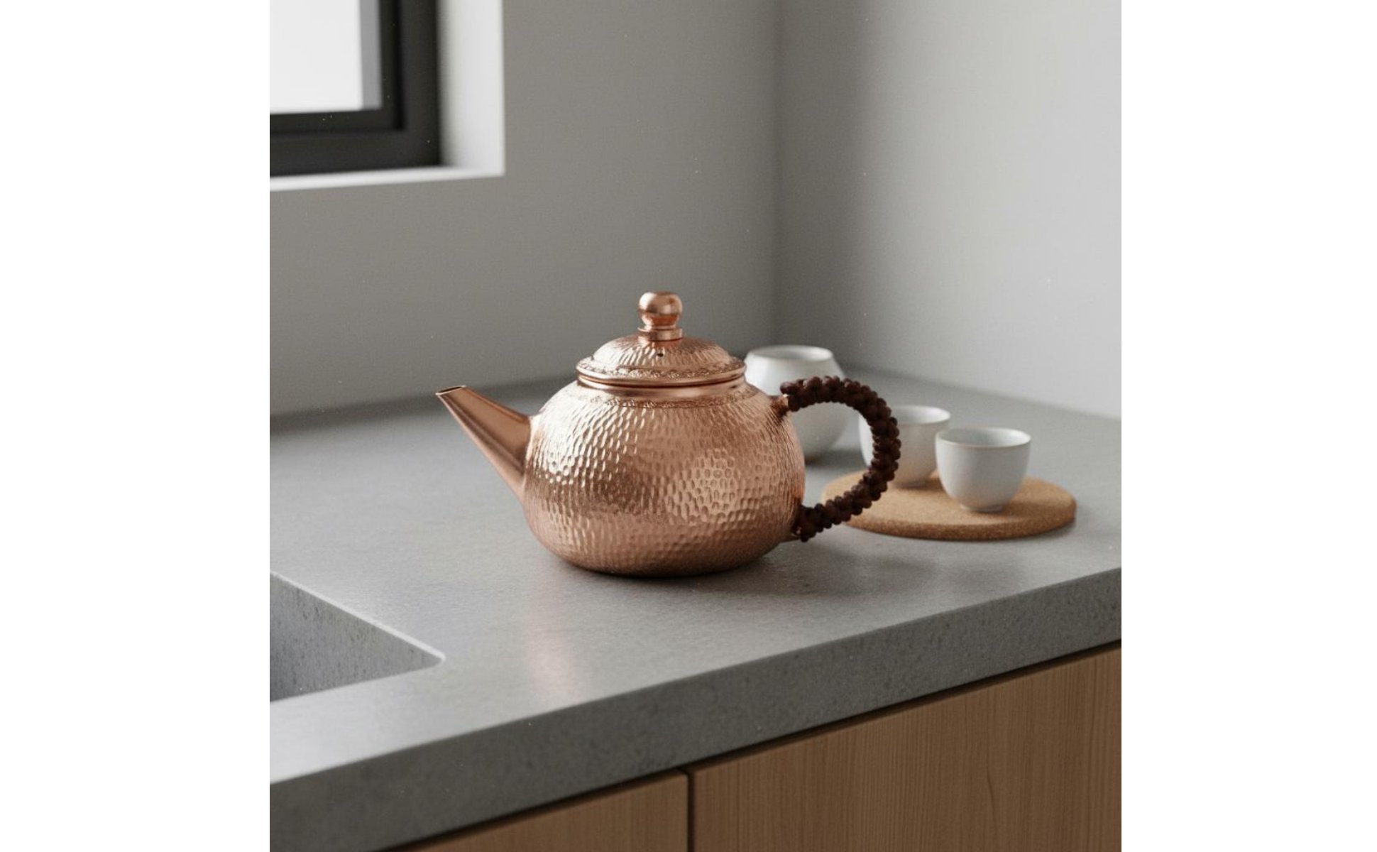 Handmade Copper Teapot No Coating Hammered Copper Tea Kettle Uncoated Interior