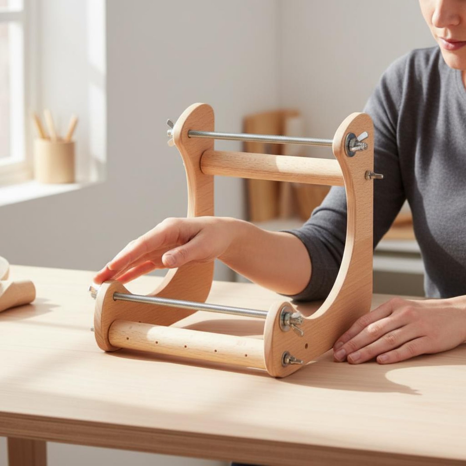 Holzperlen Webstuhl DIY verstellbar Armband Webstuhl Massivholzbau