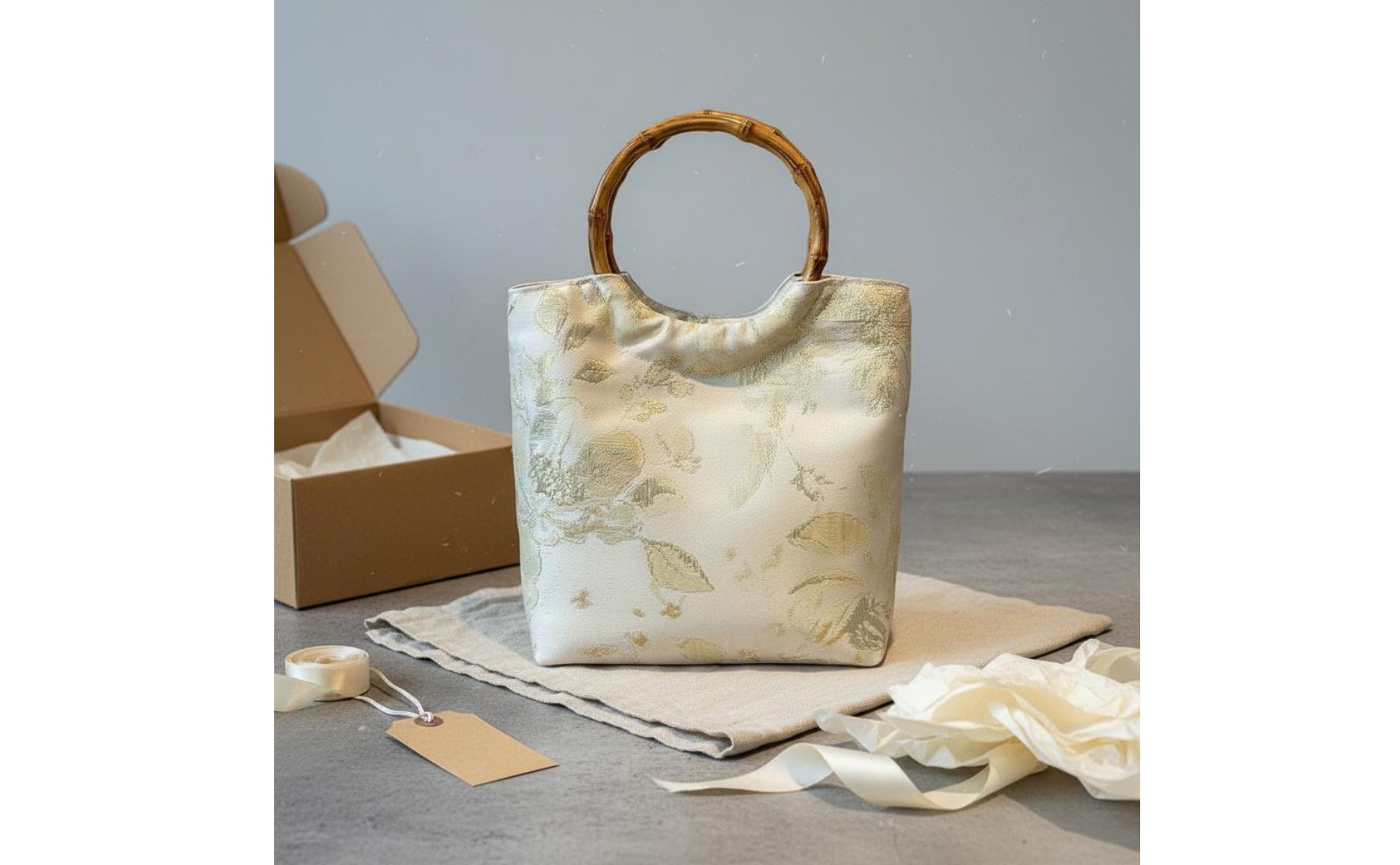 Bamboo Handle Bag Elegant Design Chinese Design Purse for Wedding, Party, Women