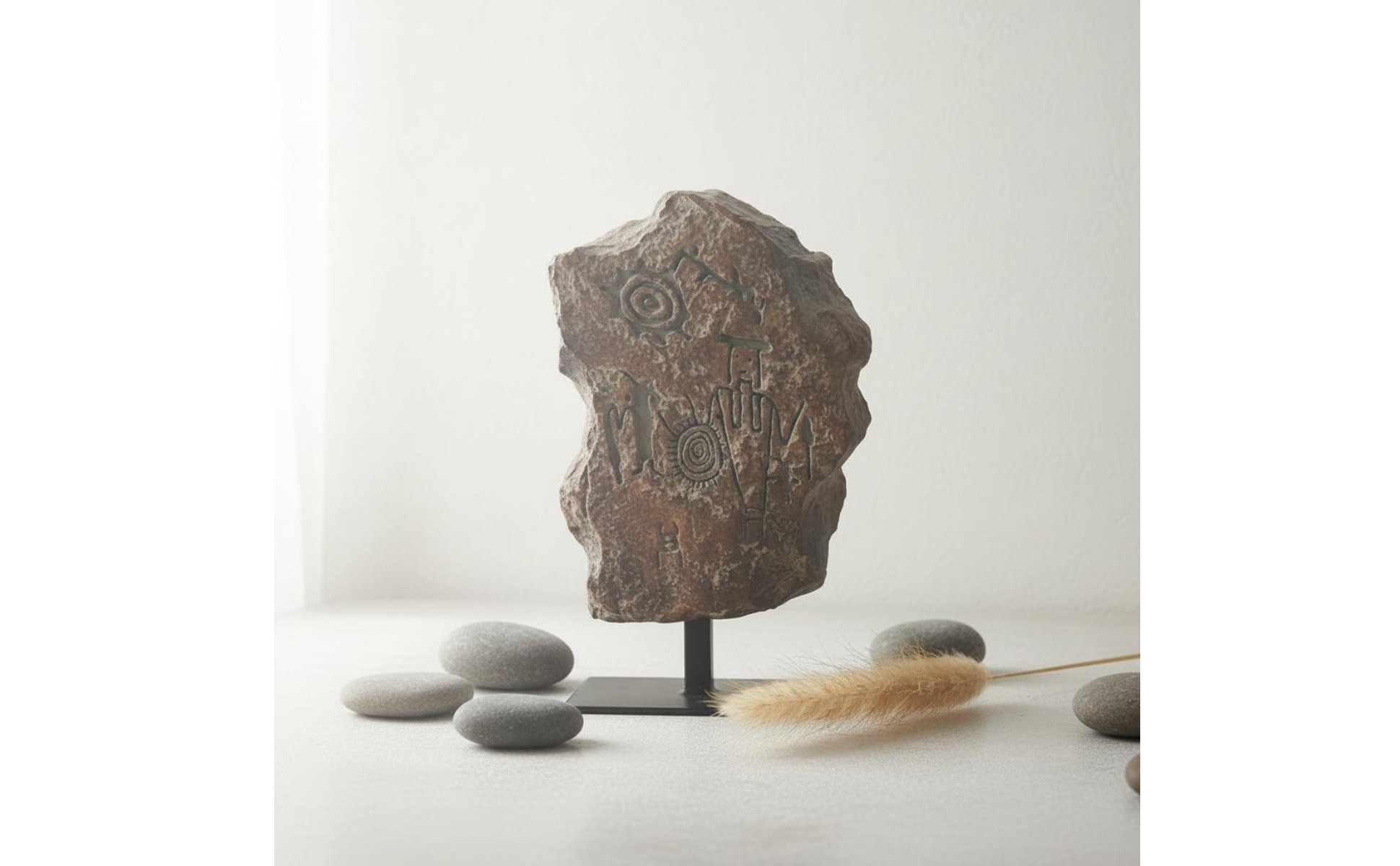 Primitive Rock Art Sculpture Wabi-Sabi Aesthetic Tribal Art Tabletop Ornament