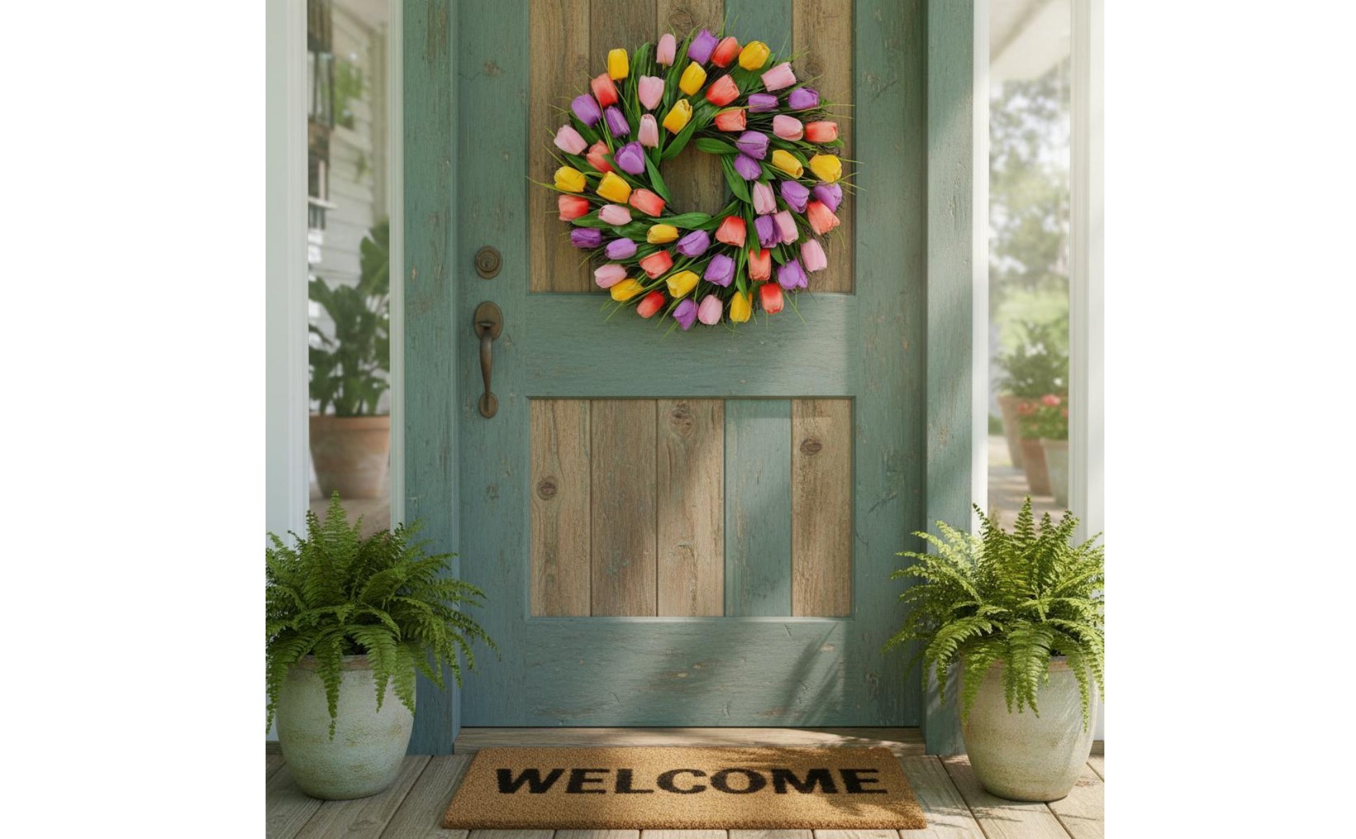 Artificial Tulip Wreath Mother's Day Gift Tulip Wreath Vibrant Colors
