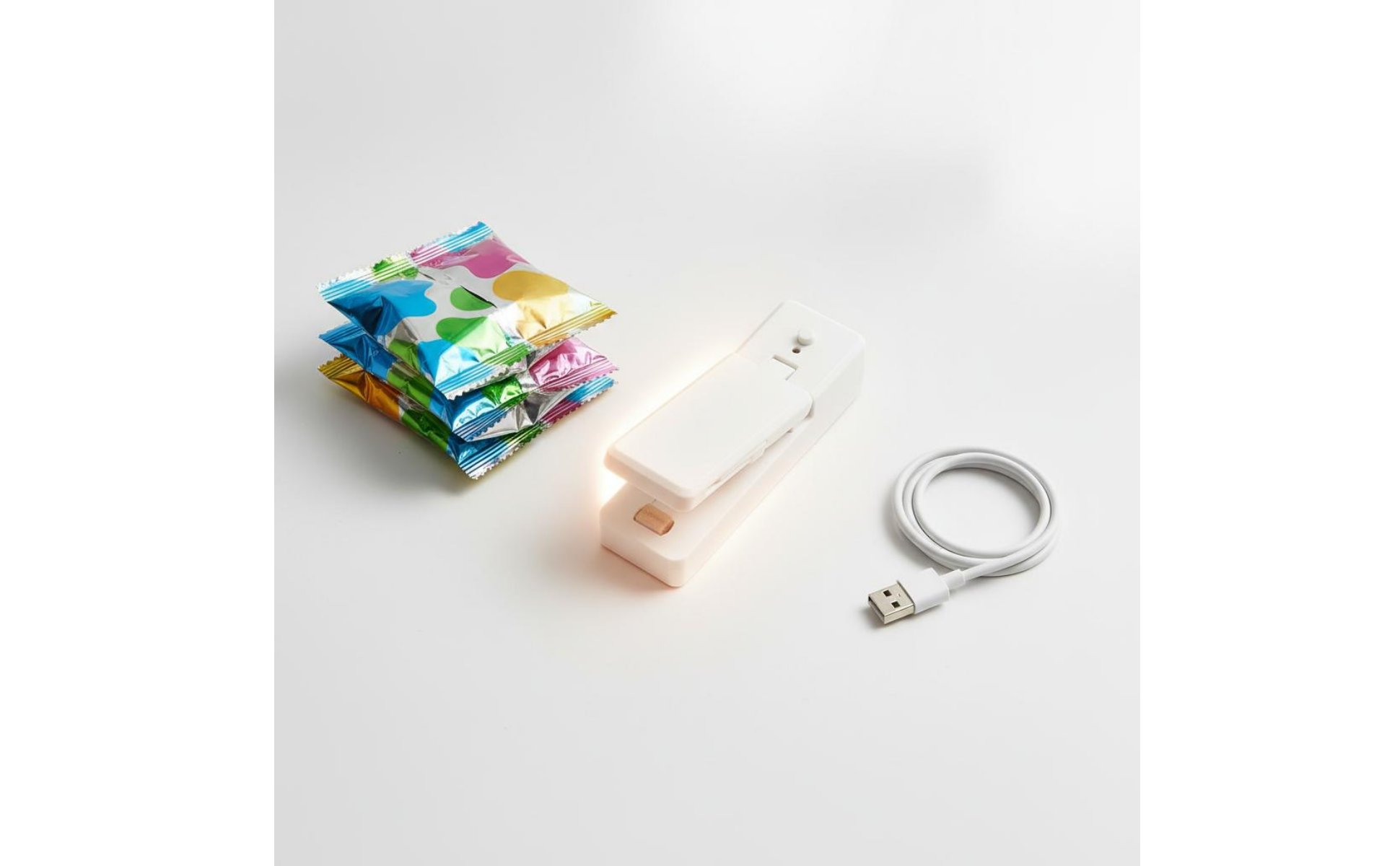 USB Rechargeable Bag Sealer Sticky Base 2-in-1 Sealer and for Travel