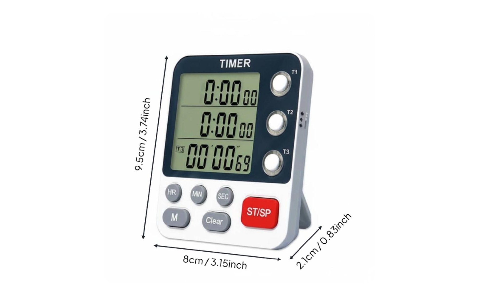 3 Channel Kitchen Timer Flashing Light Notification Multi-Event Digital Timer