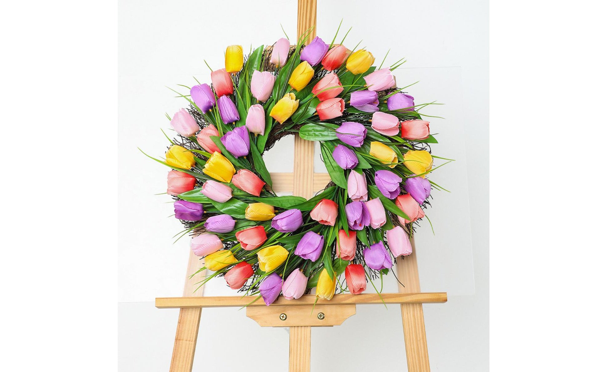 Artificial Tulip Wreath Mother's Day Gift Tulip Wreath Vibrant Colors