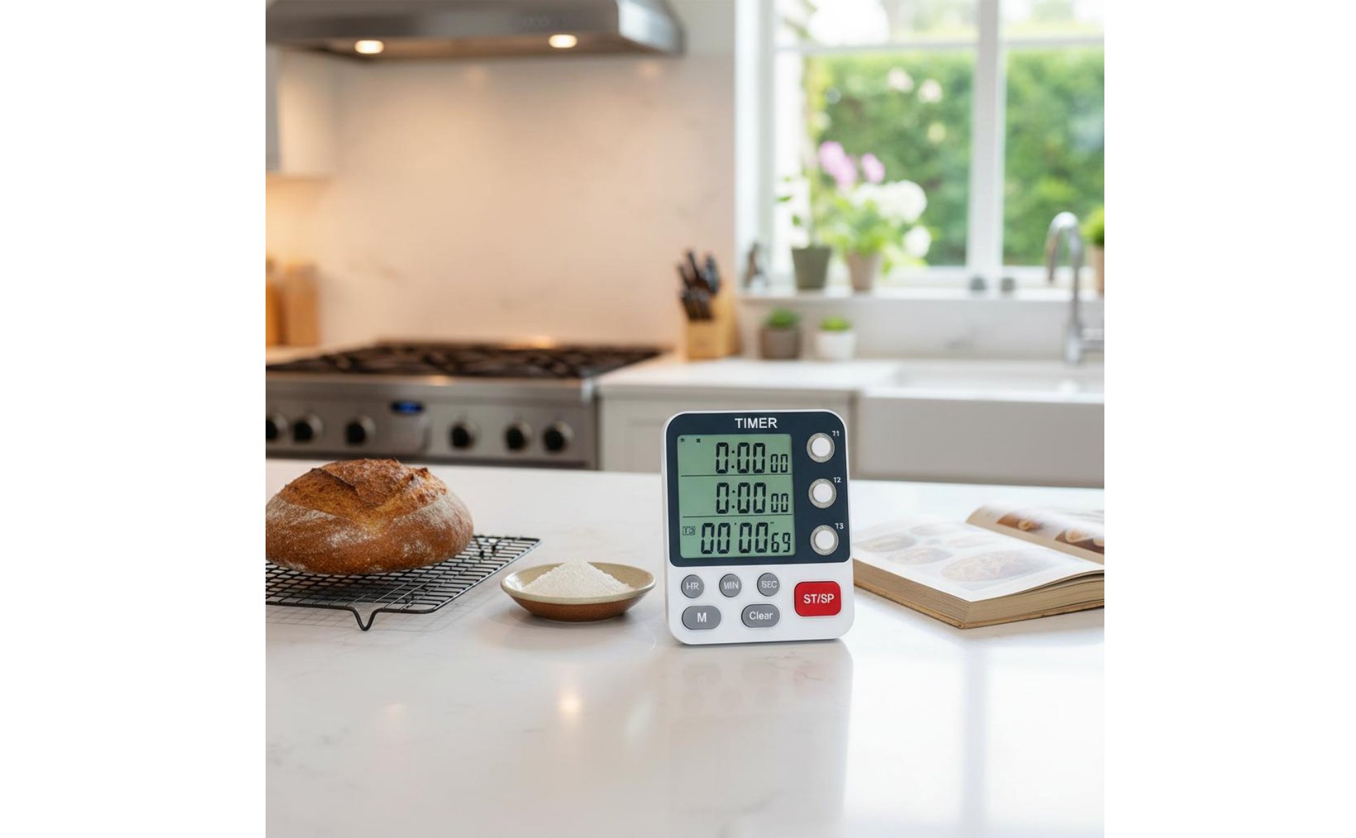 3 Channel Kitchen Timer Flashing Light Notification Multi-Event Digital Timer